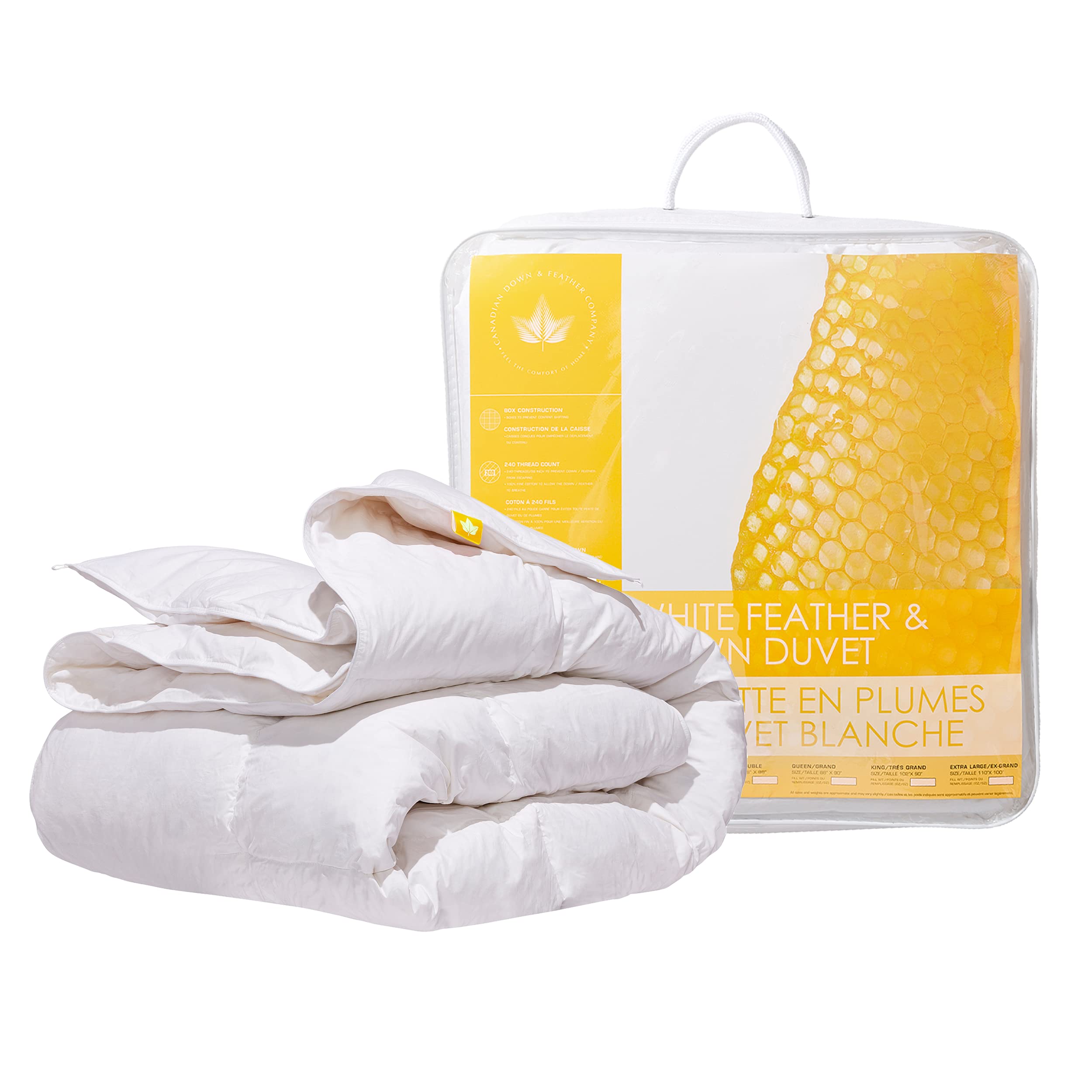 Premium White Feather & Down Duvet - Full/Double Size - 240 Thread Count 100% Cotton Shell - Oeko-TEX Certified - Hypoallergenic & Temperature Regulating for All Seasons - Perfect for Cozy Bedrooms & Guest Rooms