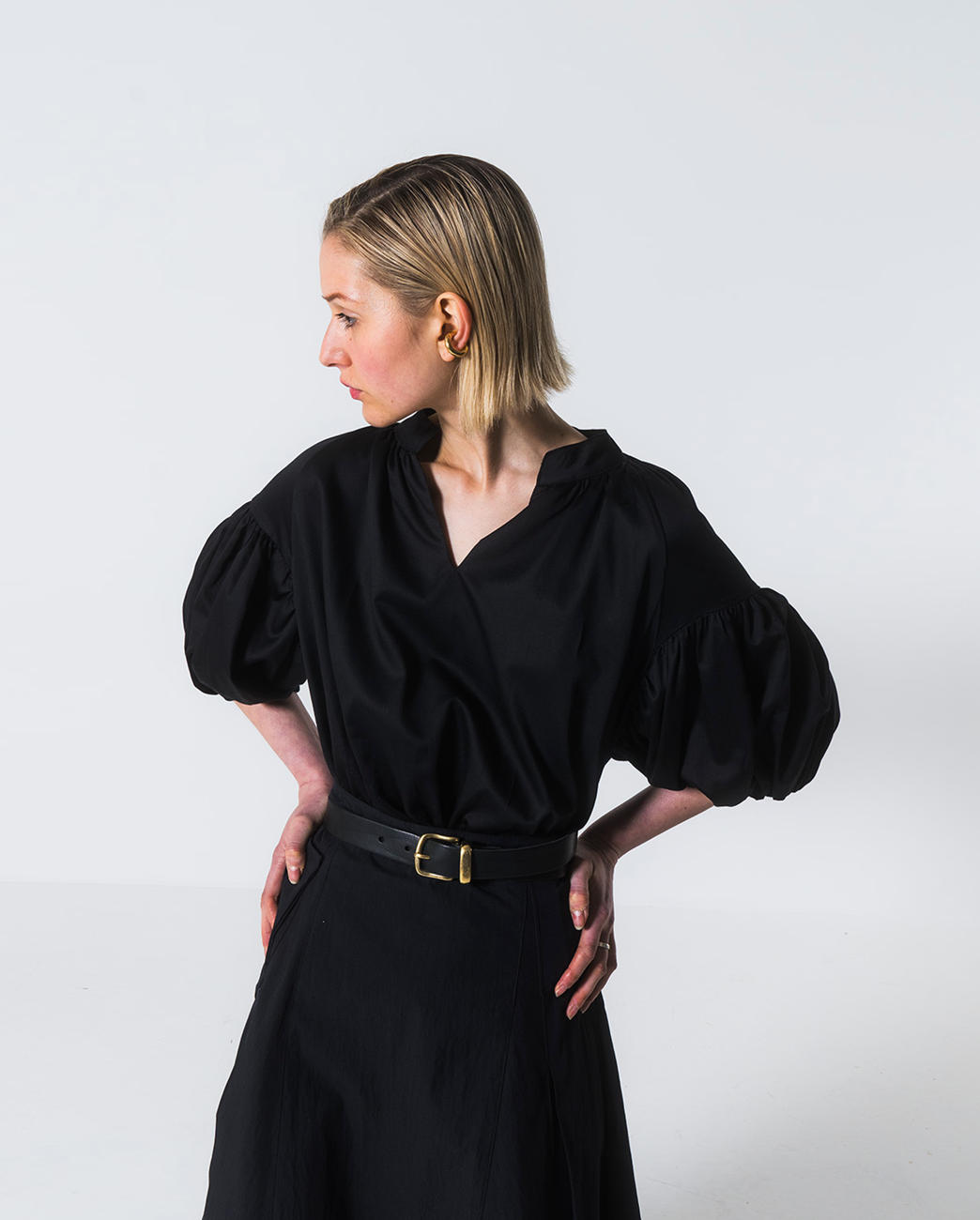 Emin & Paul Black Volume Sleeve Blouse for Women | Elegant Puff Sleeve Tops | Office Wear & Party Outfit | Perfect for Work, Date Night & Special Occasions