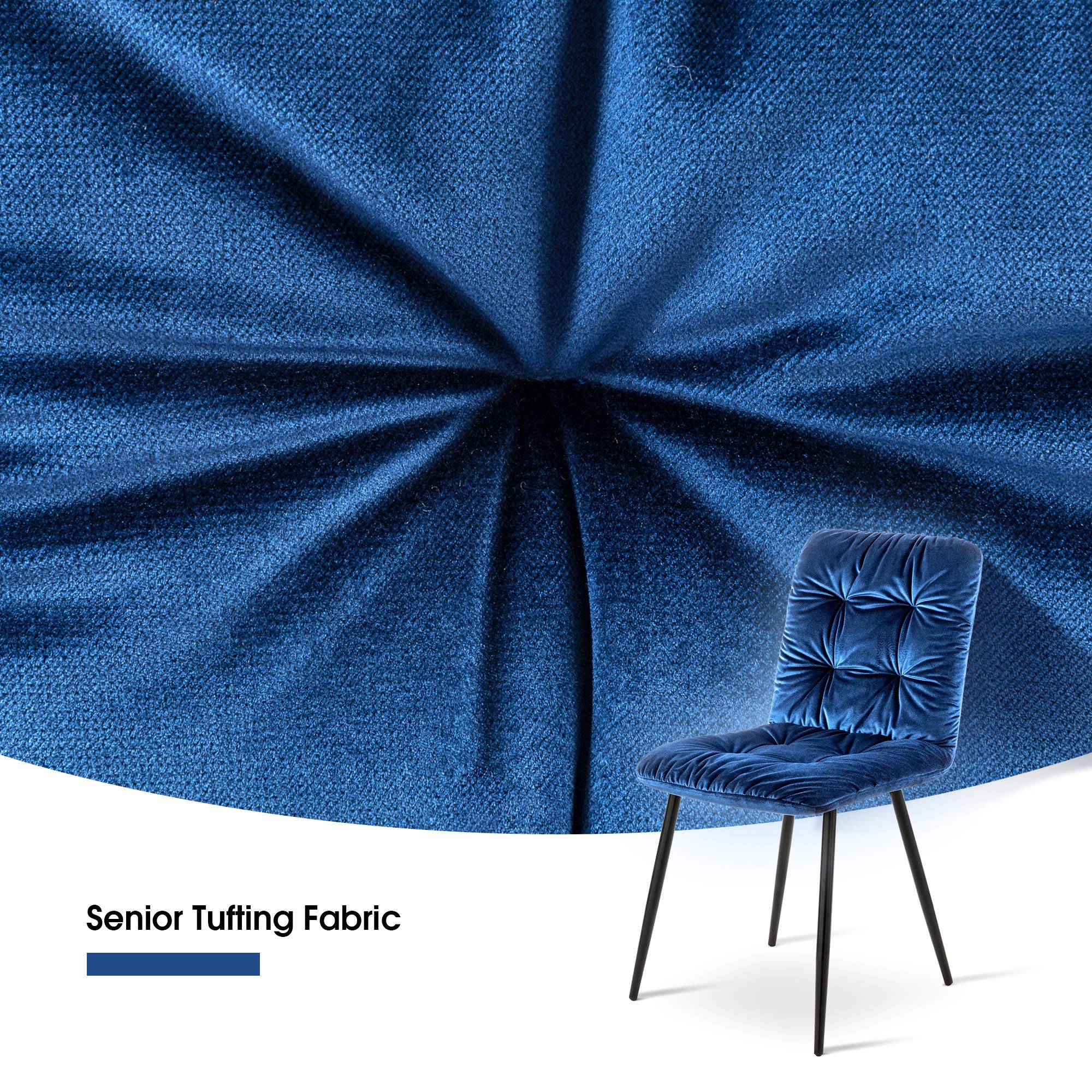 ivinta Modern Velvet Dining Chairs Set of 2 - Mid Century Kitchen & Living Room Accent Chairs, Armless Upholstered Seating for Home Decor (Sapphire Blue) - Perfect for Dining Rooms, Breakfast Nooks & Small Spaces