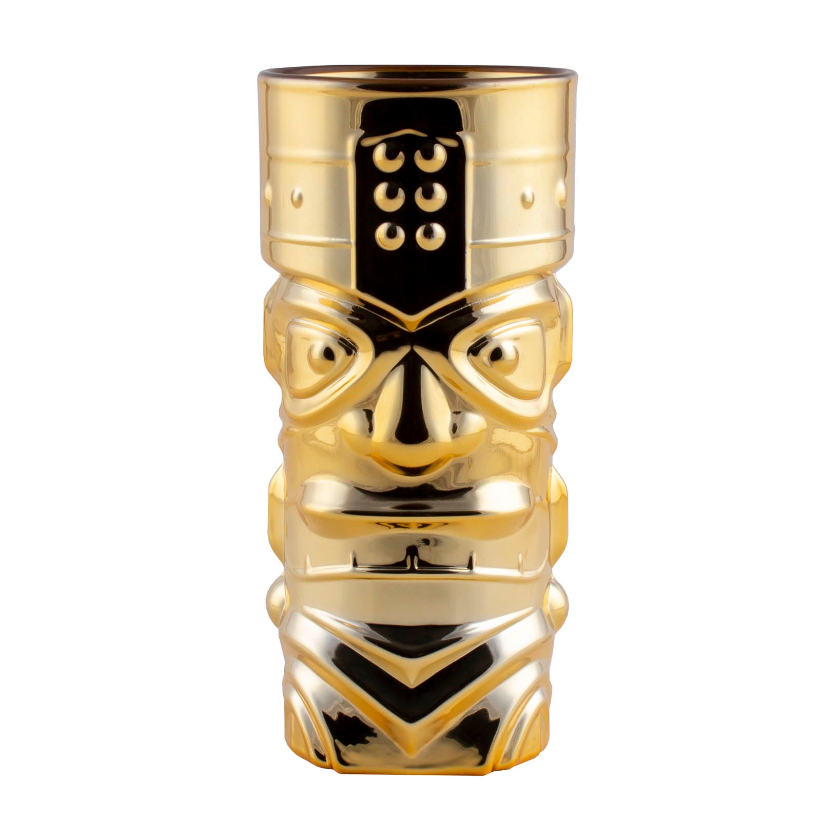 BarConic® 15 oz Metal Plated Tiki Glass - Tropical Party Cups for Cocktails, Margaritas & Summer Drinks (Multiple Color Options) - Perfect for Luau, Beach Parties & Themed Events