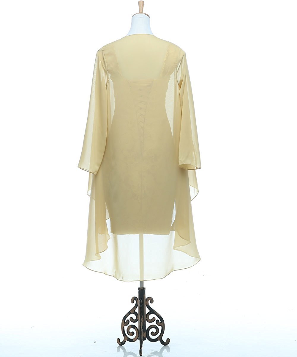 Elegant 3/4 Sleeve Lace Chiffon Mother of the Bride Dress - Gold Formal Evening Gown Size 26W for Weddings, Parties & Special Occasions