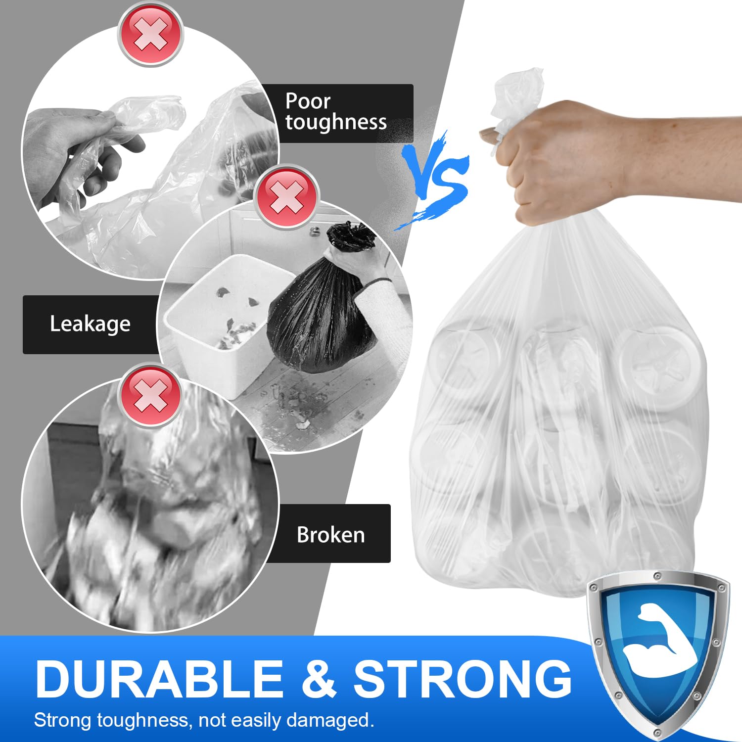 Charmount 4 Gallon Small Trash Bags - 80 Count Clear Unscented Garbage Bags for Bathroom, Kitchen, Bedroom | Perfect for Small Waste Bins, Diaper Pails, Office Desks & RVs