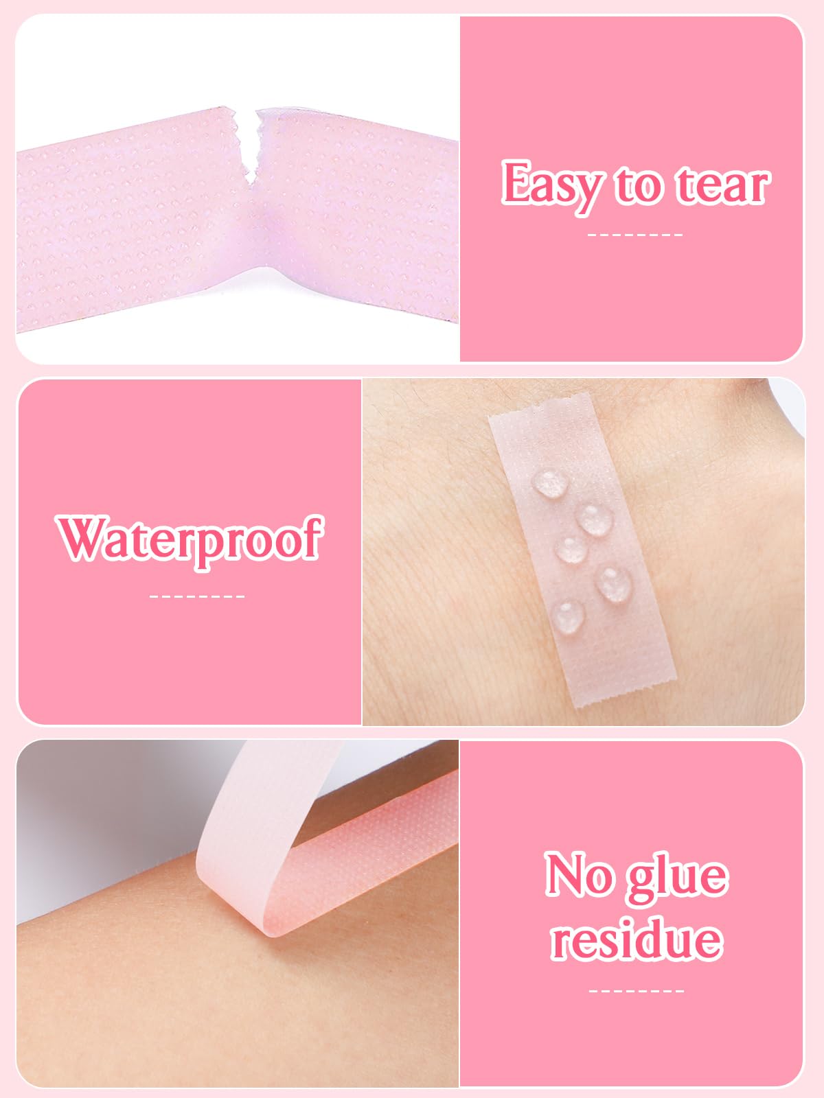 TEOYALL PE Lash Tapes - 5 Rolls Pink Adhesive Micropore Breathable Eyelash Extension Tapes (9m/10yd per Roll) - Professional Lash Extension Supplies for Salon & DIY Home Use