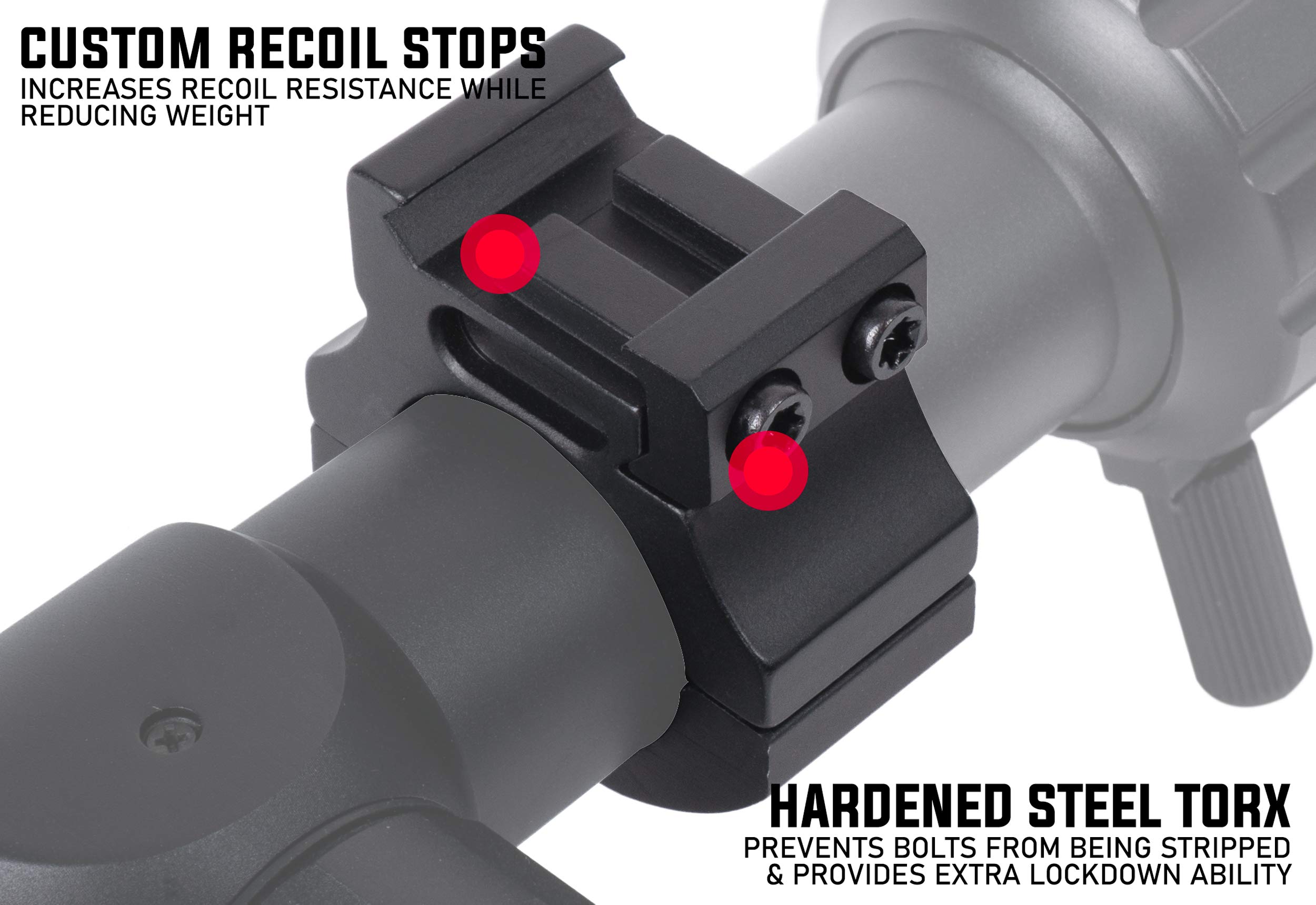Monstrum Precision Picatinny Scope Rings with Integrated Level Bubble - 1 Inch Diameter for Rifle Scopes | Perfect for Hunting, Target Shooting & Long Range Precision