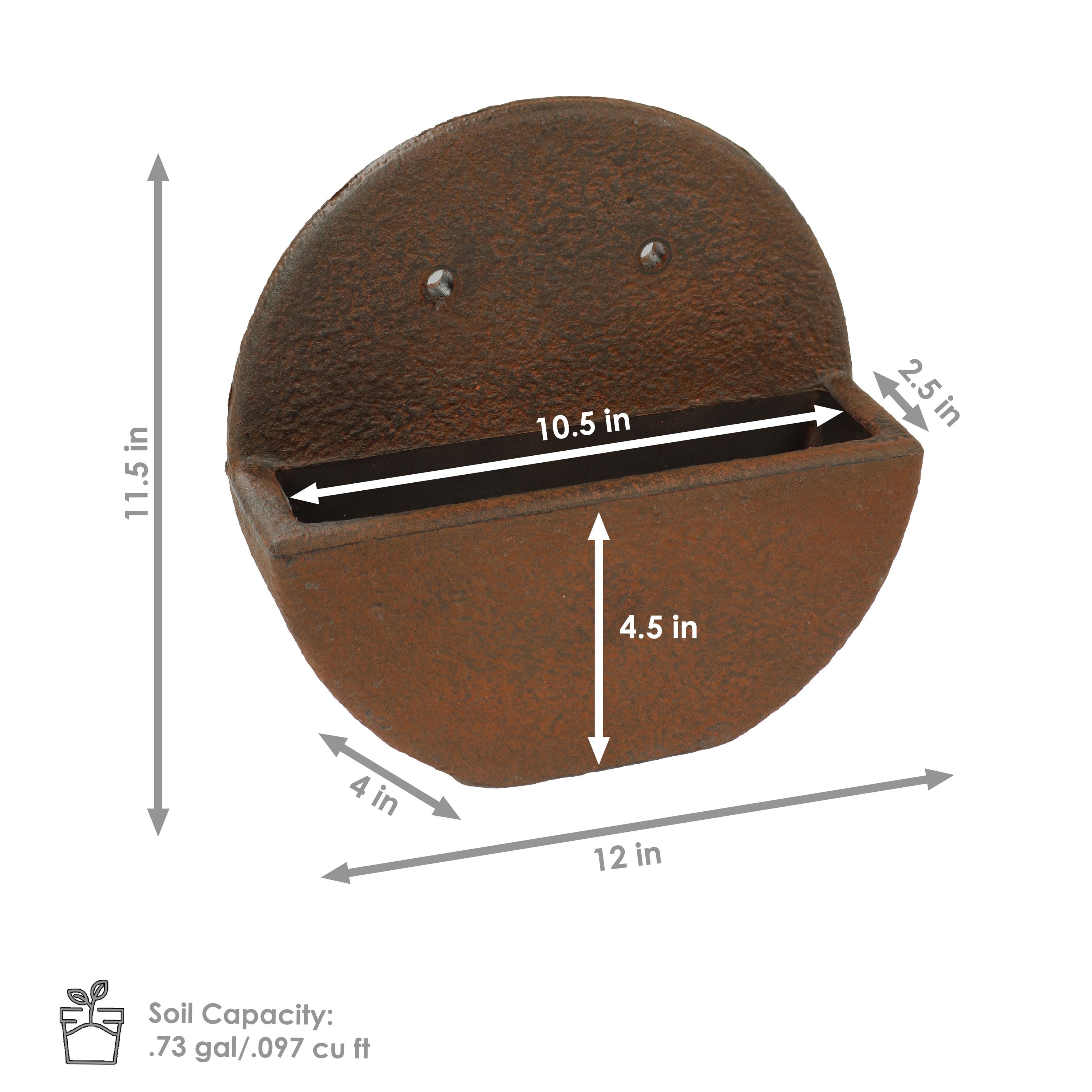Sunnydaze 12 Inch Round Outdoor Wall Planter - Dark Brown Hanging Flower Pot for Garden, Patio, and Balcony Decor