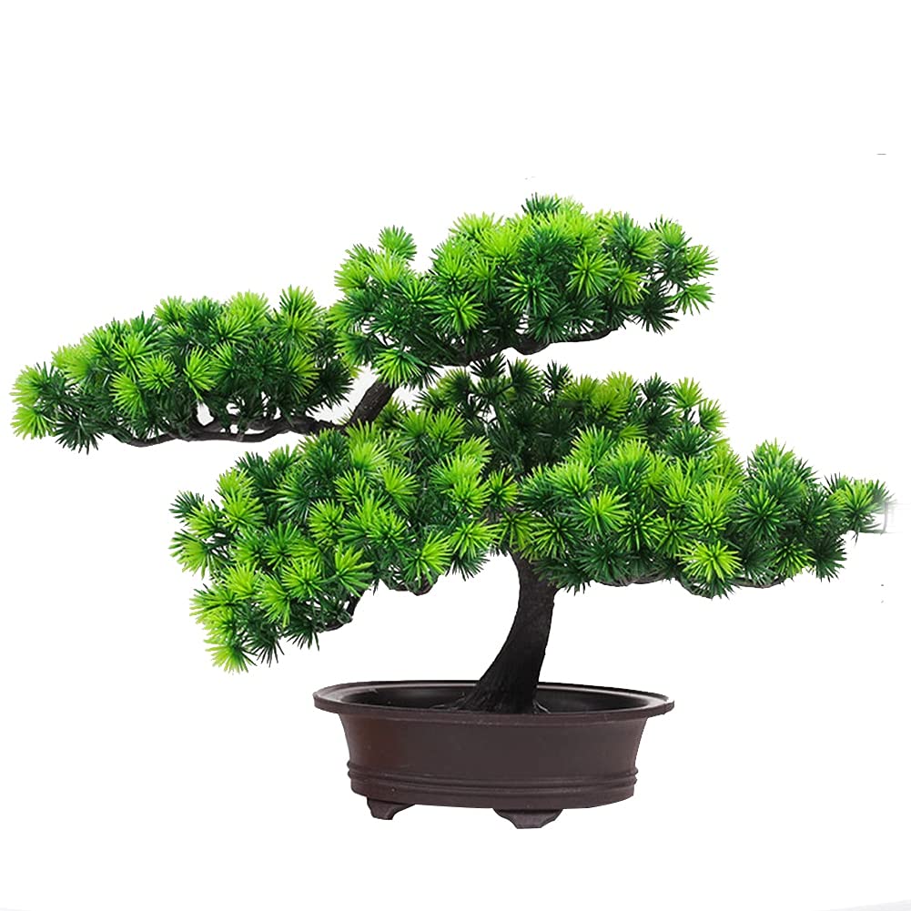 Luckxuan Artificial Bonsai Tree - Realistic Pine Simulation Plant for Home & Office Decor - DIY Miniature Potted Gift for Desk, Shelf, or Tabletop - Perfect for Zen Decor, Feng Shui, and Holiday Festivals (Size: 1)