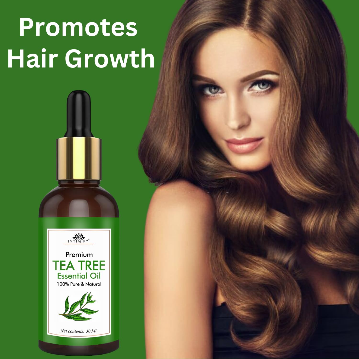 INTIMIFY 100% Pure Tea Tree Essential Oil for Hair Growth, Acne Treatment & Skin Care | Natural Aromatherapy for Women & Men | 30ml (1 Pack) | Perfect for DIY Beauty, Scalp Massage & Relaxation