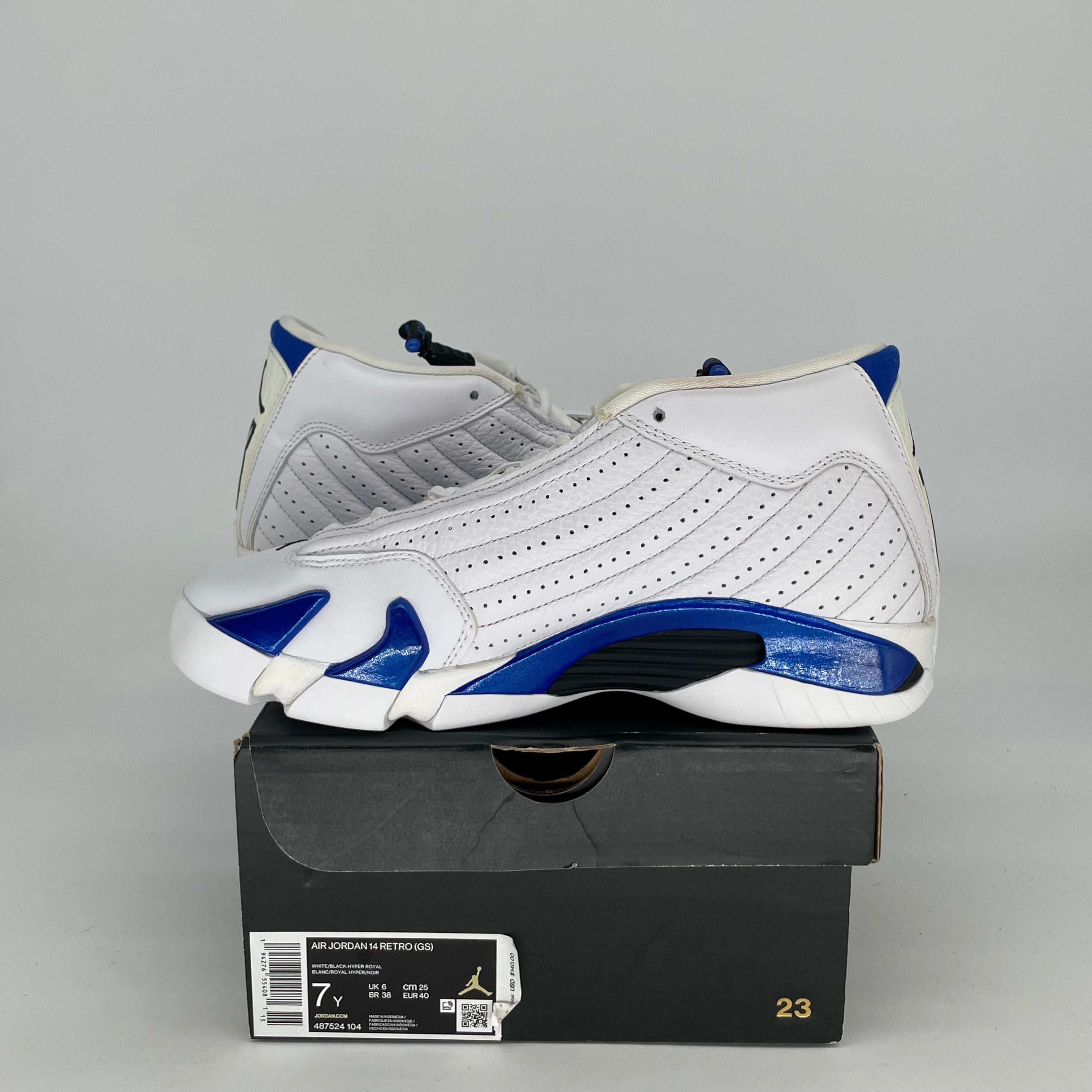 AIR JORDAN 14 Retro Basketball Shoes - White Hyper Royal - Men's Size 7/Women's Size 8.5 (487524-104) - Perfect for Streetwear & Court Performance