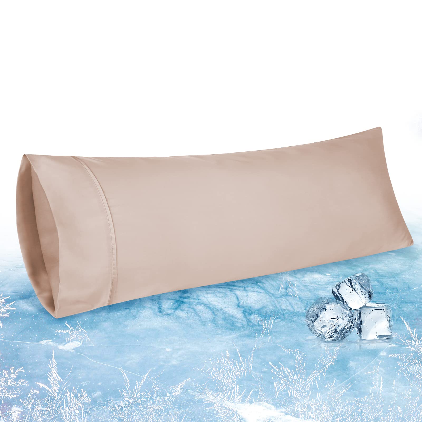 Zenssia Bamboo Body Pillow Cover 20x54 Inches - Silky Soft Cooling Pillowcase with Envelope Closure - Breathable & Hypoallergenic - Taupe (1 Pack) - Perfect for Side Sleepers, Pregnancy Support & Home Decor