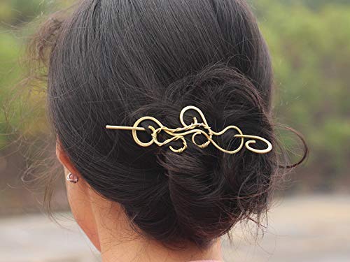Hammered Hair Clip Barrette with Hair Stick - Unique Hair Accessories for Women | Perfect for Weddings, Parties & Everyday Styling