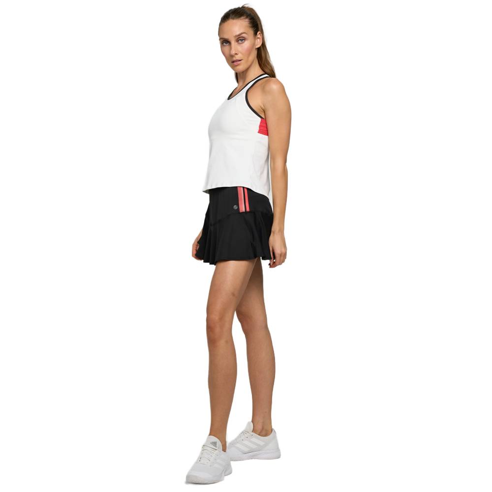 Lija Women's Elite Star Tank Top - Breathable Workout Shirt for Yoga, Running & Gym (White/Black/Cayenne) | Moisture-Wicking Activewear for Women