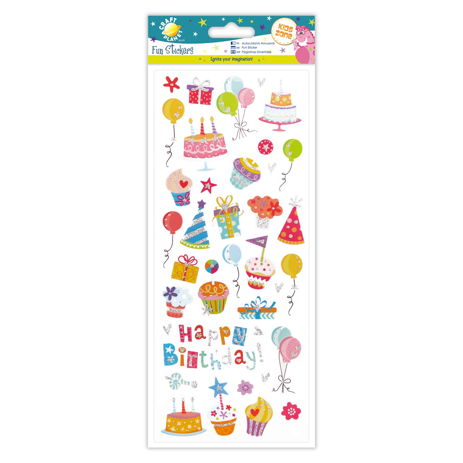 Glitzy Birthday Stickers - Fun Decorative Stickers for Party Decorations, Scrapbooking, DIY Crafts & Gift Wrapping