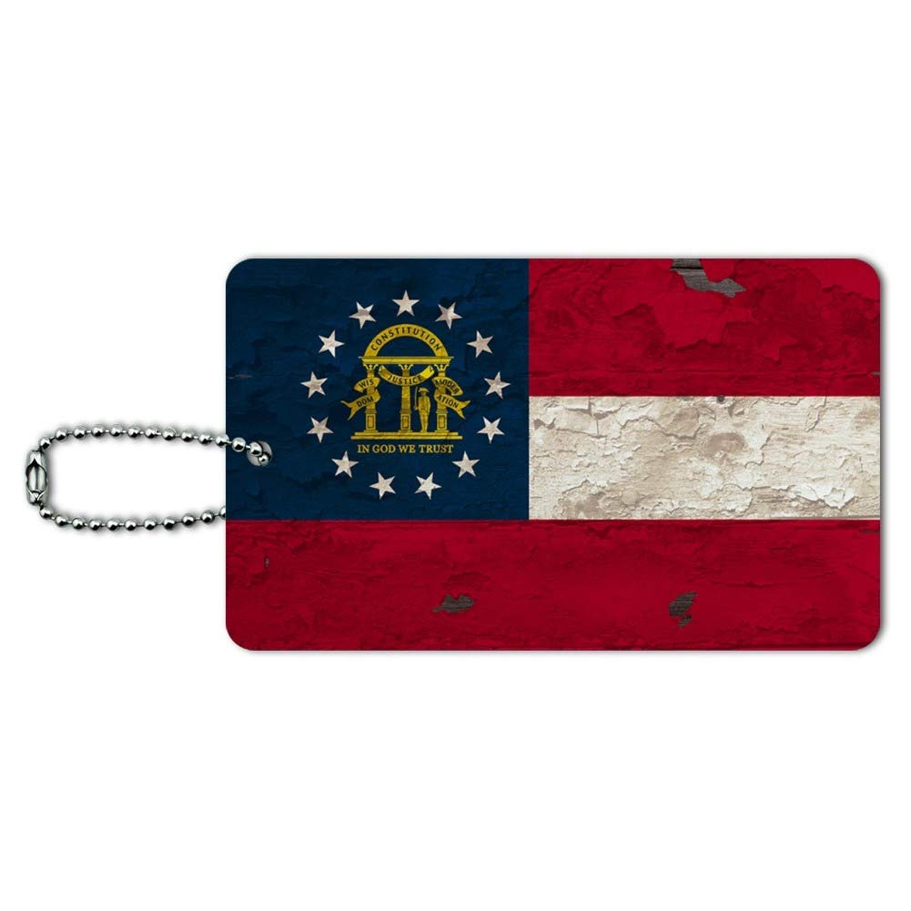 Vintage Distressed Georgia State Flag Luggage Tag - Personalized Suitcase ID Tag for Travel Bags & Carry-Ons - Perfect for Airports, Camping & Road Trips