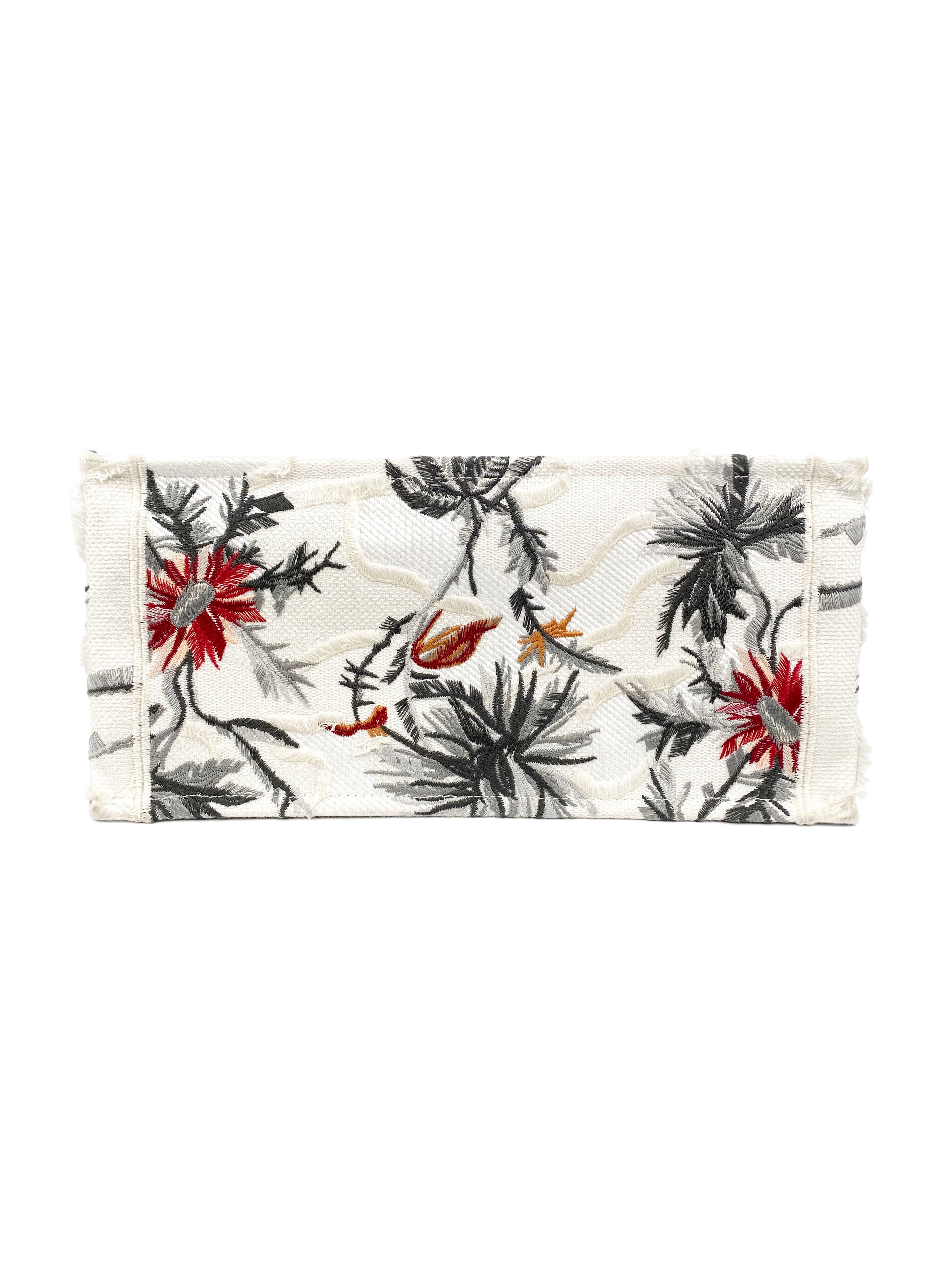 Christian Dior White Limited Edition Book Tote Bag with Floral Accents - Perfect for Travel, Work & Luxury Fashion Accessories