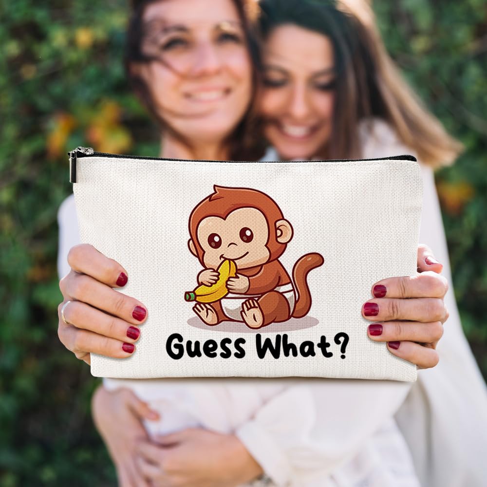 Funny Monkey Makeup Bag for Women & Girls - Cute Cosmetic Pouch for Animal Lovers - Perfect Gift for Sister, Best Friend, Daughter, Coworker - Great for Travel, School, Birthday, Christmas & Mother's Day