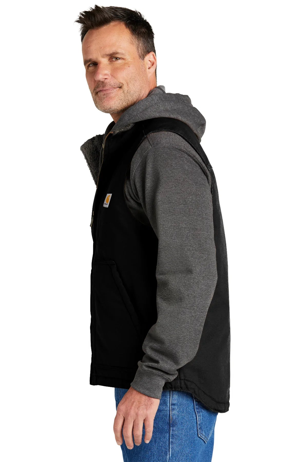 Carhartt Sherpa Lined Customized Vests for Men - Warm Fleece Lined Work Vest, Black - Perfect for Outdoor Work, Hunting & Winter Layering