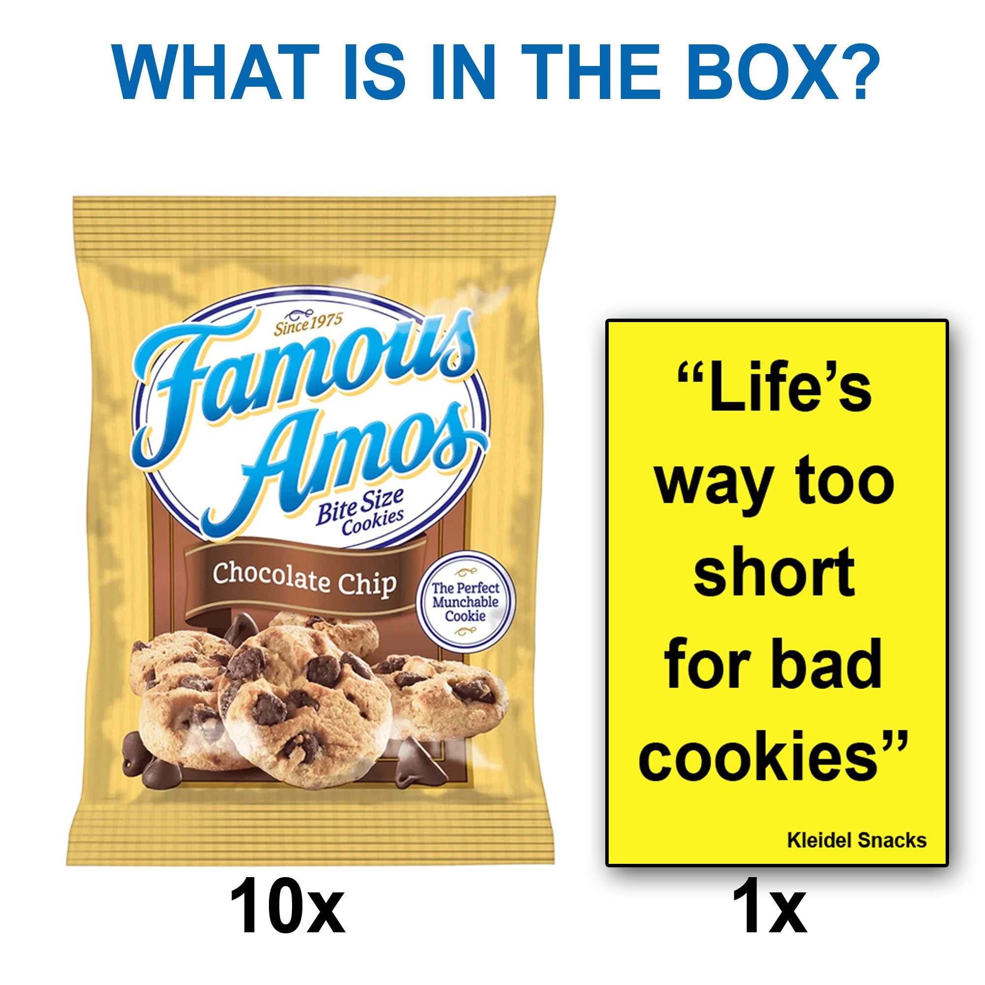 Famous Amos Chocolate Chip Cookies - 10 Pack of 2oz Bags - Variety Pack of Fresh Baked Cookies - Perfect for Snacking, Lunchboxes & Office Treats