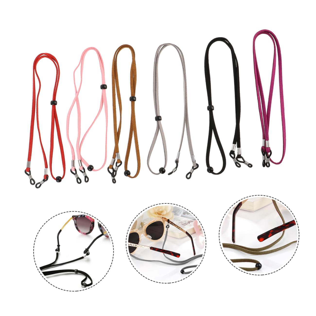OSALADI 6-Pack Adjustable Eyeglass Straps - Elastic Glasses Holder for Women & Men - Anti-Slip Sunglass Chains for Sports, Reading & Outdoor Activities