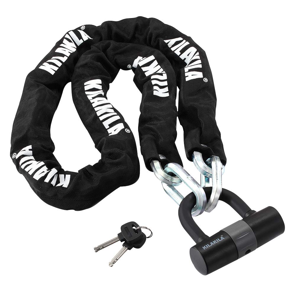 Heavy Duty 10mm Security Chain Lock with 16mm U Lock - Bicycle & Motorcycle Anti-Theft Protection for Outdoor Parking, Commuting, and Travel Safety