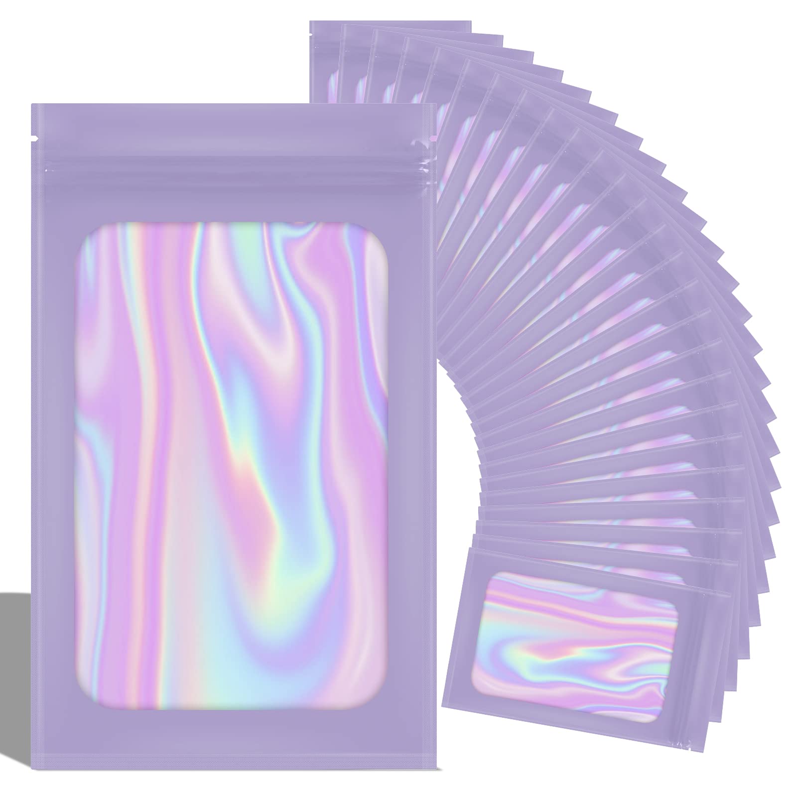 100 Smell Proof Mylar Bags 3.5x4.7 Inch - Resealable Food Storage Bags with Clear Window for Party Favors, Snacks, Coffee, Herbs & Jewelry - Airtight Self Sealing Mylar Pouches for Freshness Protection