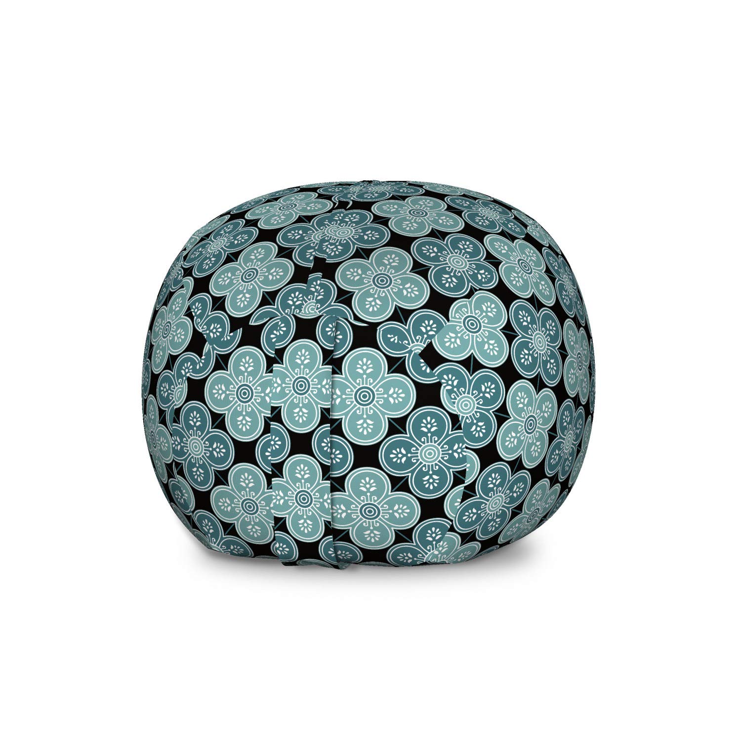 Ambesonne Moroccan Floral Storage Toy Bag Chair - Large Washable Stuffed Animal Organizer with Mediterranean Damask Print - Perfect for Kids' Room, Nursery, and Playroom Organization (Teal Petrol Blue)