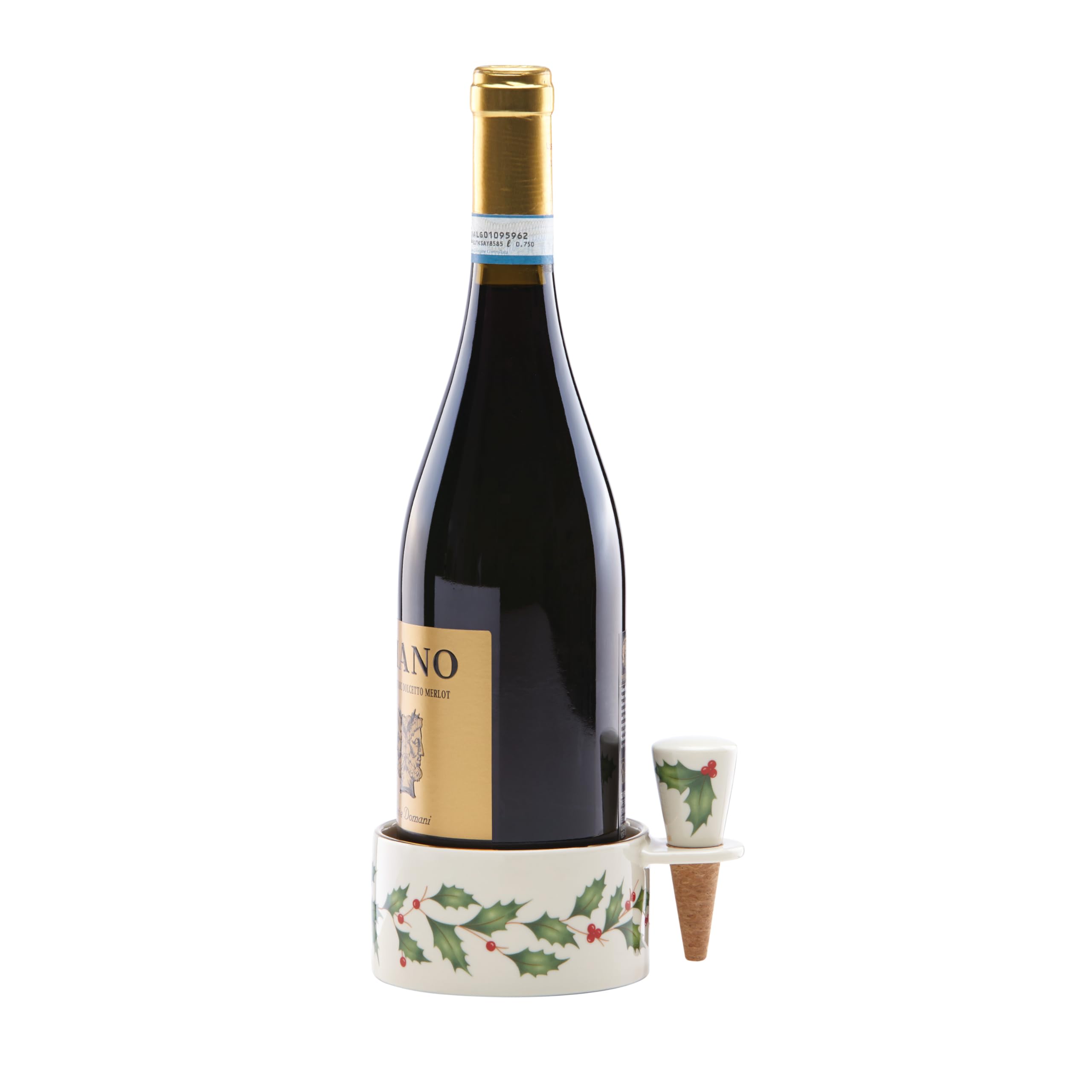 Lenox 870006 Christmas Themed Wine Coaster & Stopper Set - Holiday Hosting Essentials for Festive Gatherings & Dinner Parties