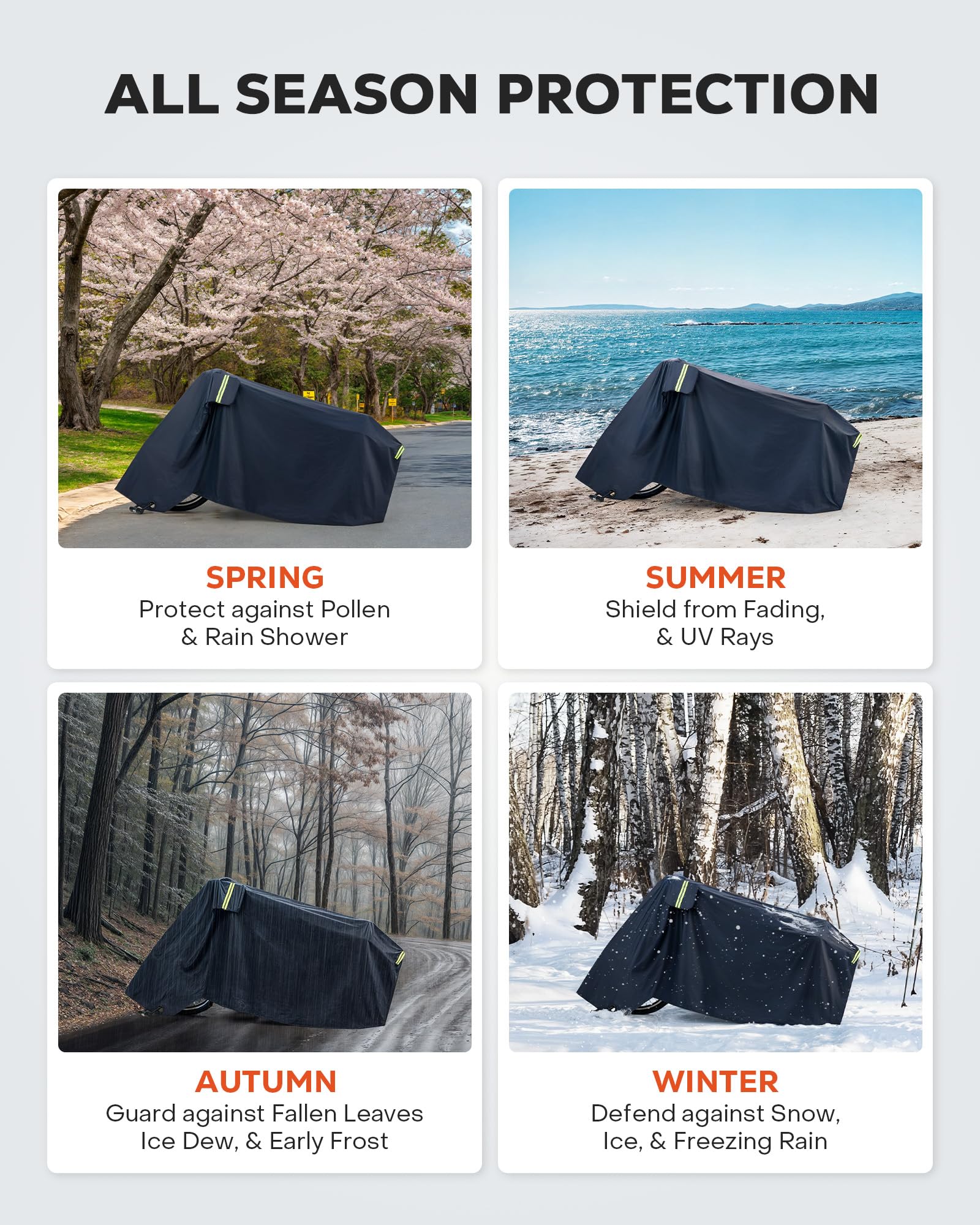 VIRIBUS Waterproof Bike Cover for 1-2 Bicycles - Heavy Duty 210D Outdoor Bicycle Cover with Lock Holes & Windproof Buckles - Fits Mountain, Road & Electric Bikes - Perfect for Garage, Patio & Outdoor Storage Protection