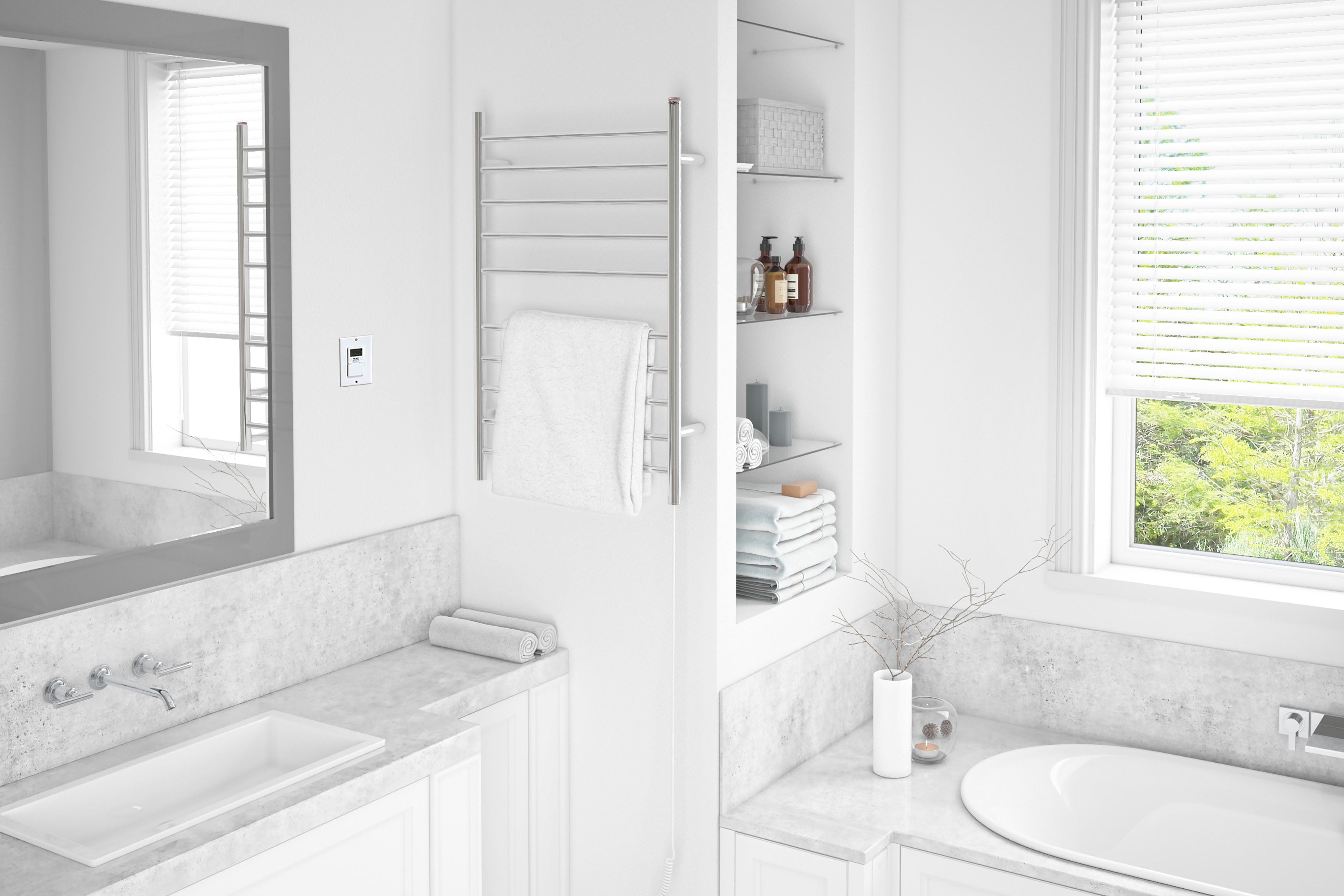 Premium 10-Bar Hardwired & Plug-in Towel Warmer with Timer - Polished Stainless Steel - Fast Heating for Bathroom, Spa & Luxury Home Use