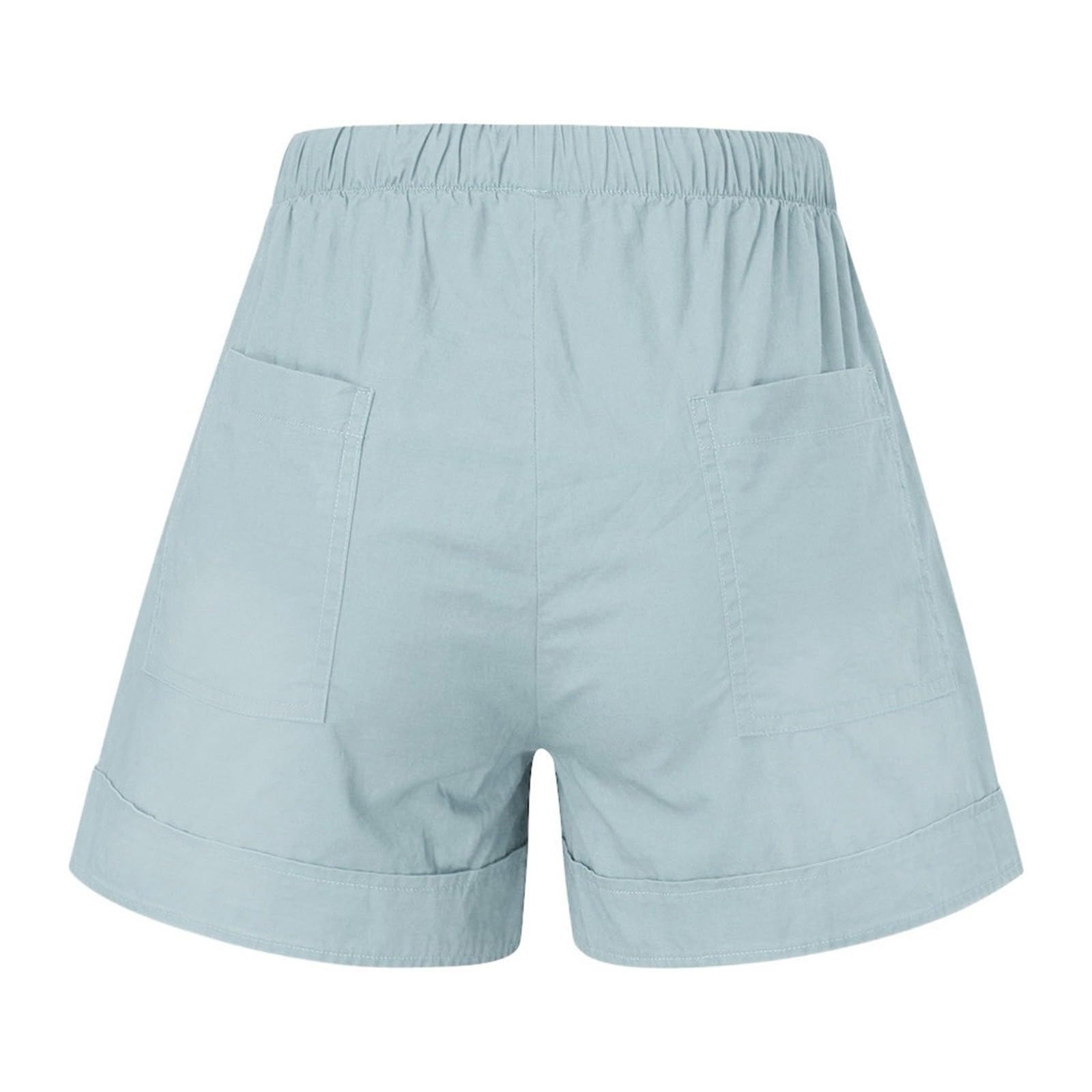 **Men's Elastic Waist Drawstring Cotton Shorts with Pockets - Comfortable Casual & Beach Wear for Summer, Travel, and Outdoor Activities**