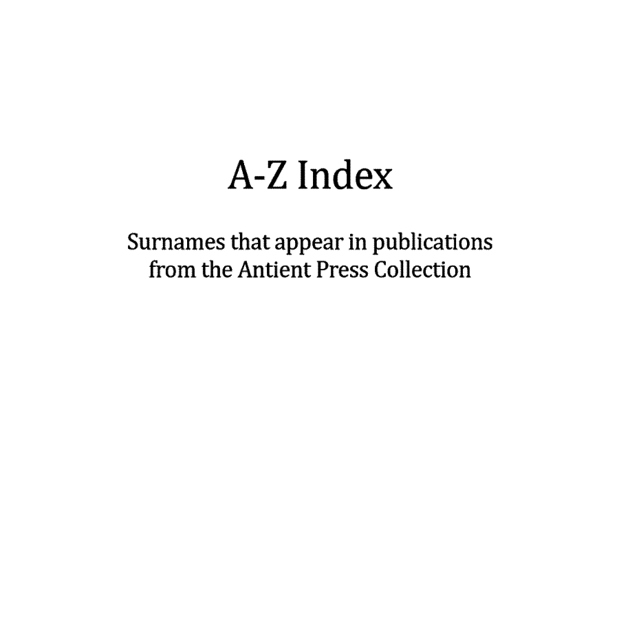 AZ Surname Index for Ancient Press - Genealogy Research & Historical Records Search Tool