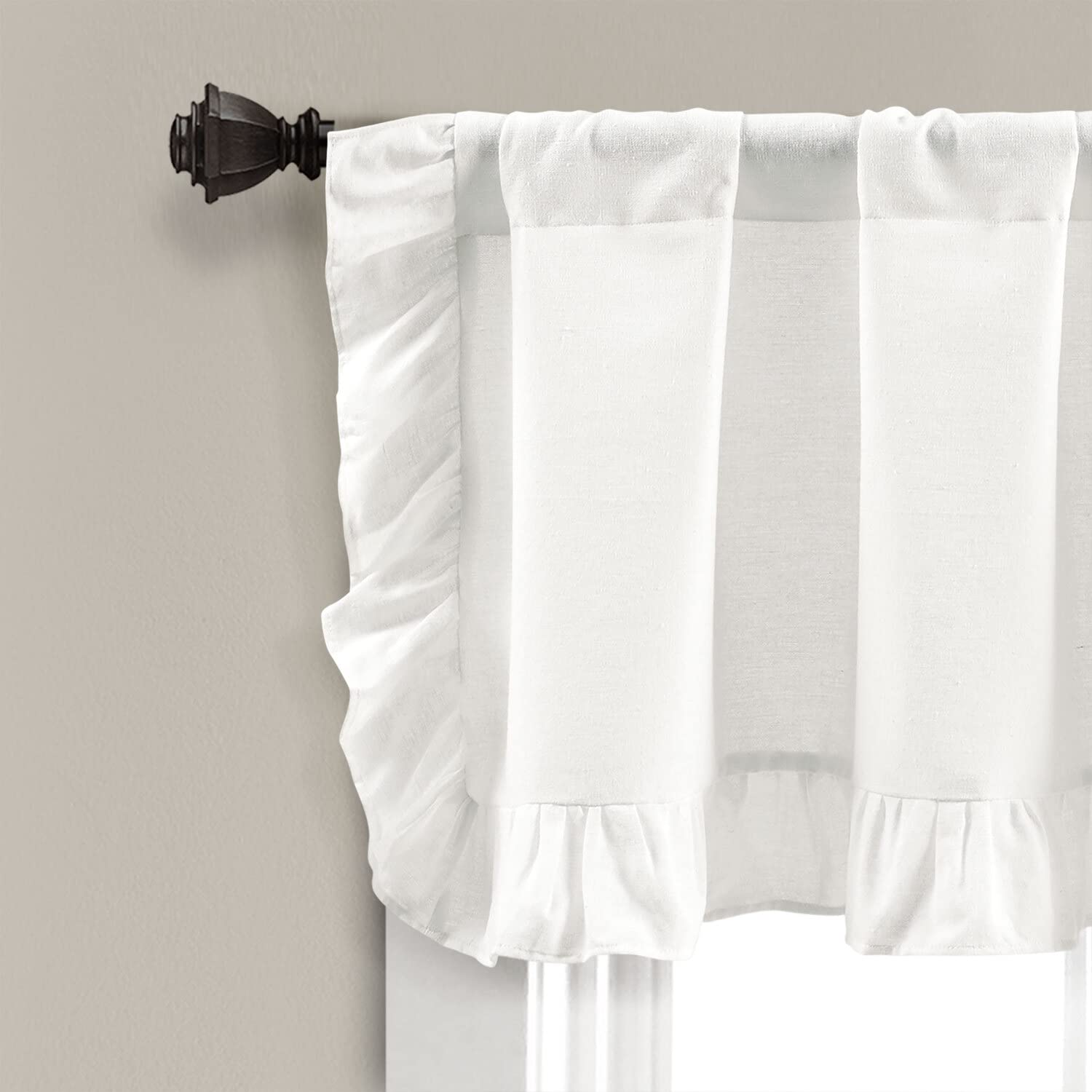 Lush Decor White Linen Ruffle Curtain Valance 58x18