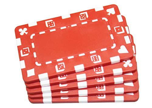 5 Pcs Red Rectangular Poker Chips Plaques - Premium Casino Style Gaming Tokens for Poker Nights, Blackjack, and Home Game Tournaments
