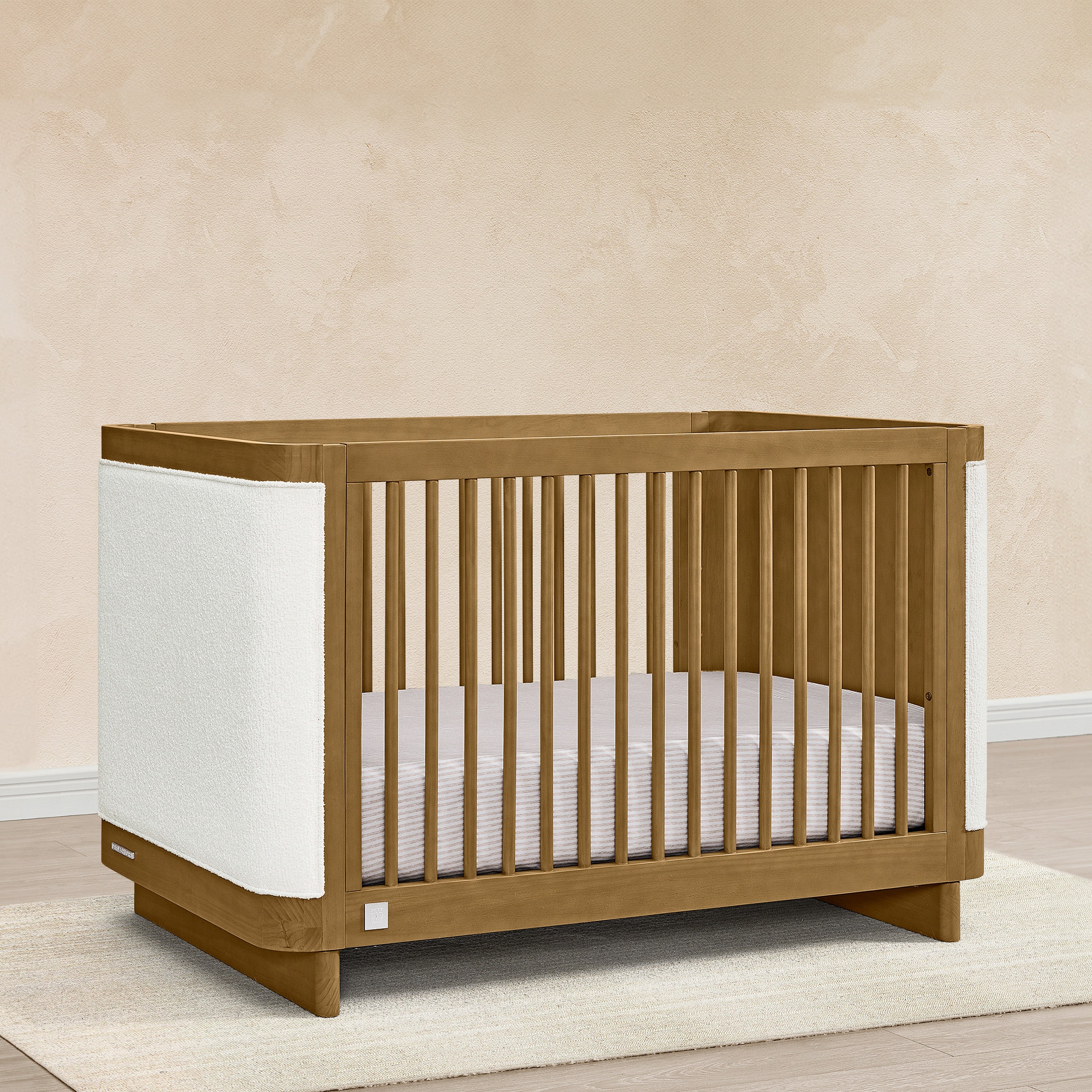 Callie 4-in-1 Convertible Upholstered Baby Crib with Toddler Bed Conversion - Modern Nursery Furniture for Newborns to Kids | Perfect for Small Spaces & Shared Rooms