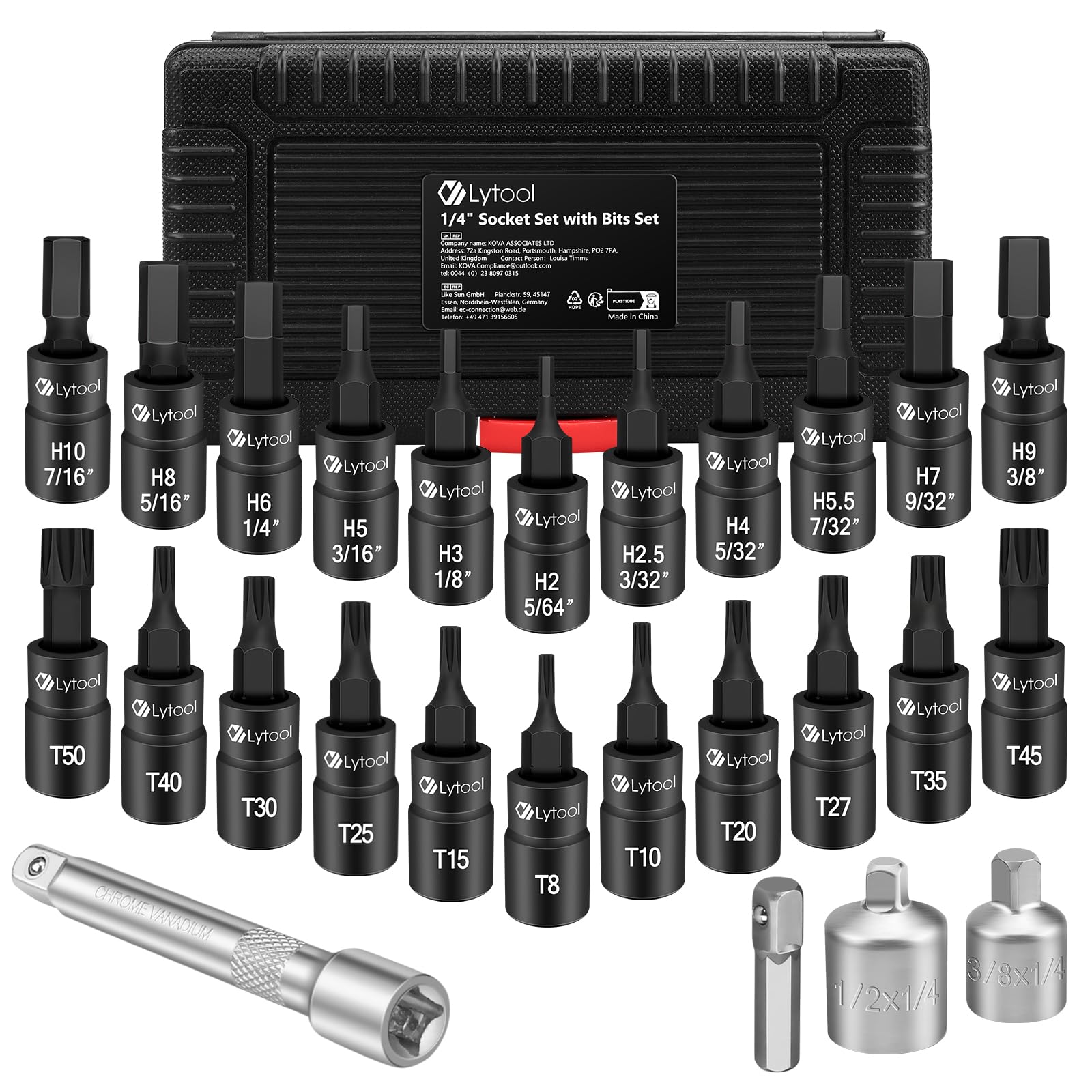 25-Piece Lytool Torx and Hex Bit Socket Set - 1/4