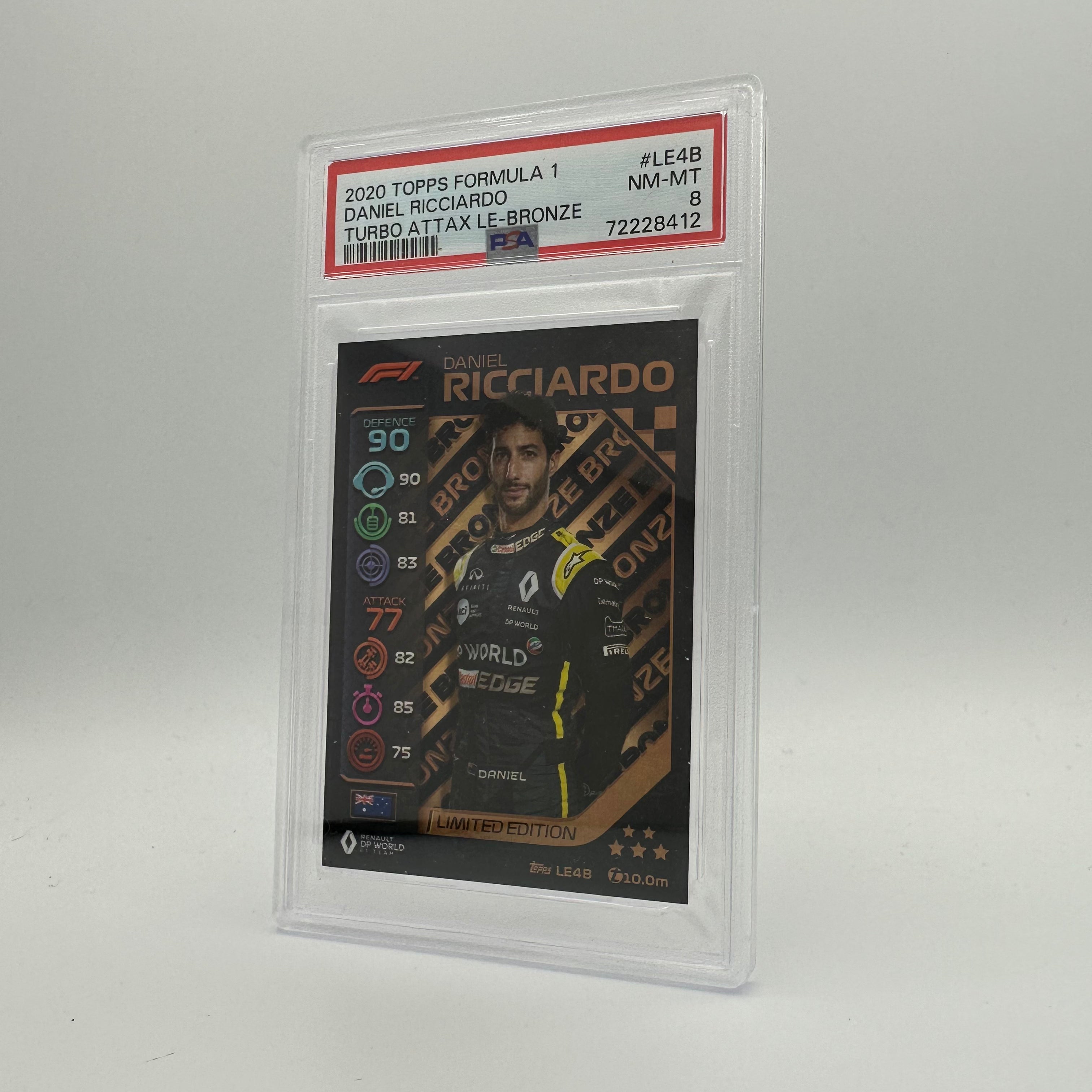 PSA 8 Graded Daniel Ricciardo #LE4B Limited Edition Bronze Trading Card - Perfect for F1 Collectors, Sports Memorabilia Displays & Investment Collections