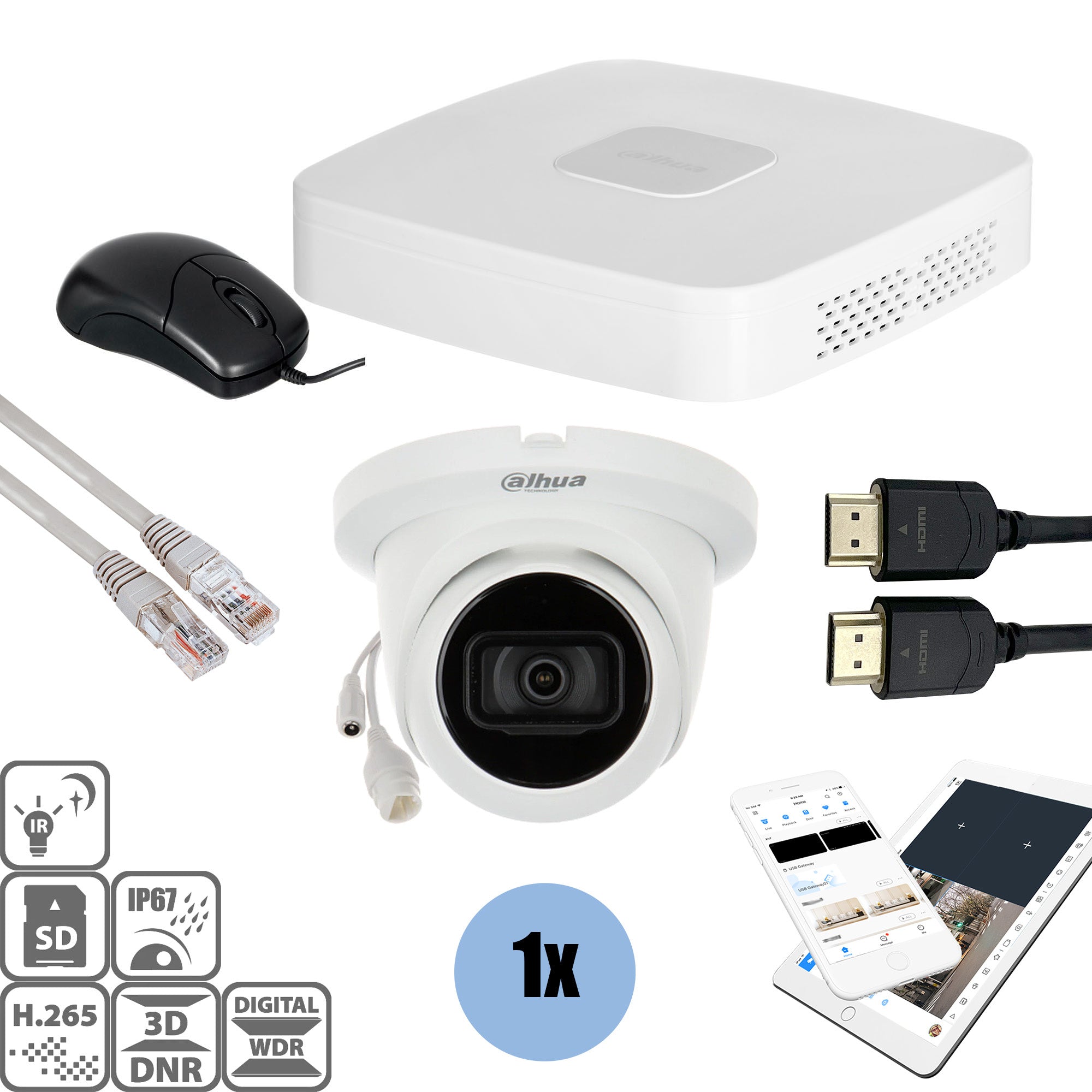 8MP Security Camera System with Turret Camera, DVR Recorder & Wiring Kit - Indoor/Outdoor Surveillance for Home & Business Security