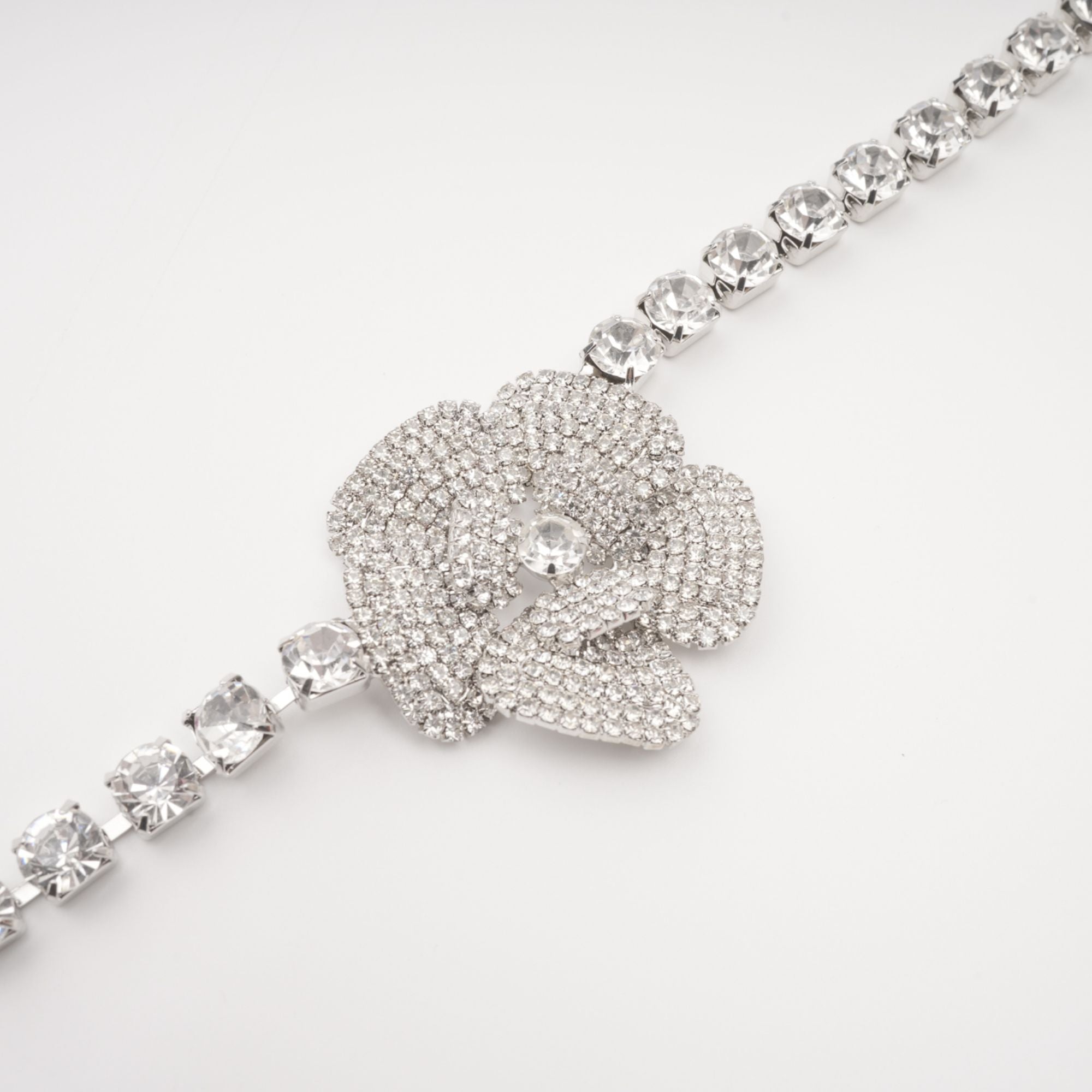 Aimee Crystal Embellished Faux Flower Necklace - Elegant Floral Jewelry for Women, Perfect for Weddings, Parties & Everyday Wear