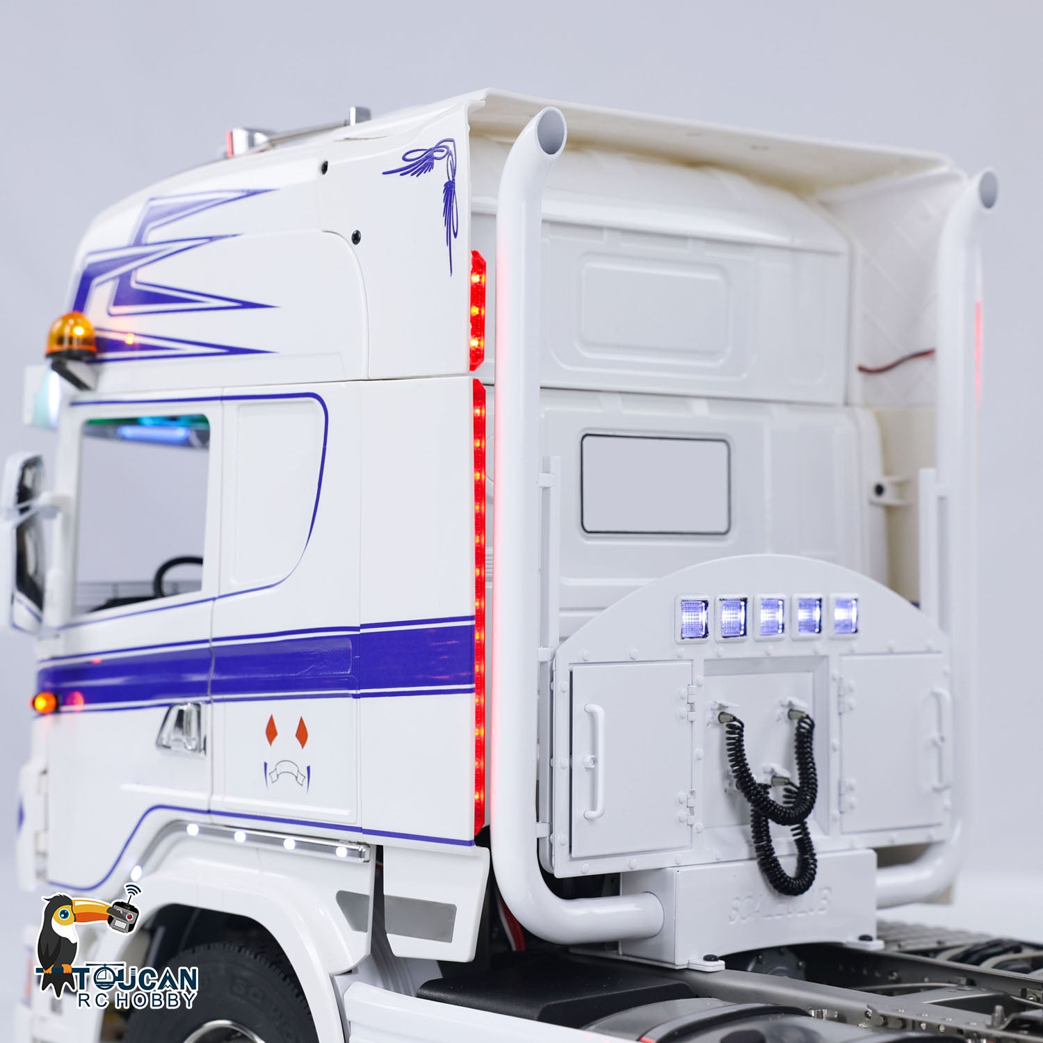 1/14 Scale Custom RC Tractor Truck 4x4 RTR with Metal Chassis, Smoke Effect, 3-Speed Gearbox, LED Lights & Sound - ST8 Radio Control for Off-Road Adventure and Construction Site Play