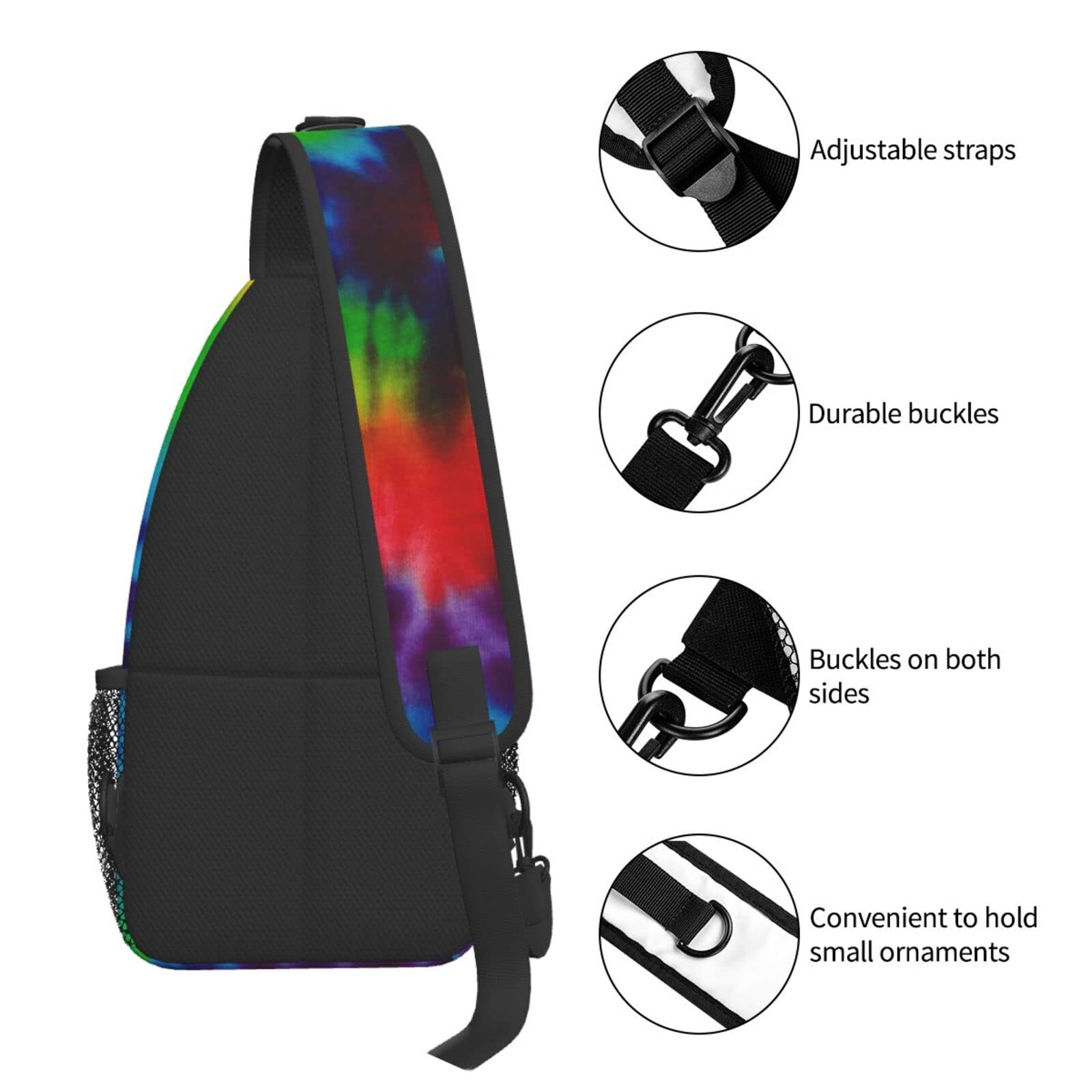 AMRANDOM Small Anti-Theft Crossbody Sling Backpack - Lightweight Chest Shoulder Bag for Travel, Hiking & Daily Use (Tie Dye)