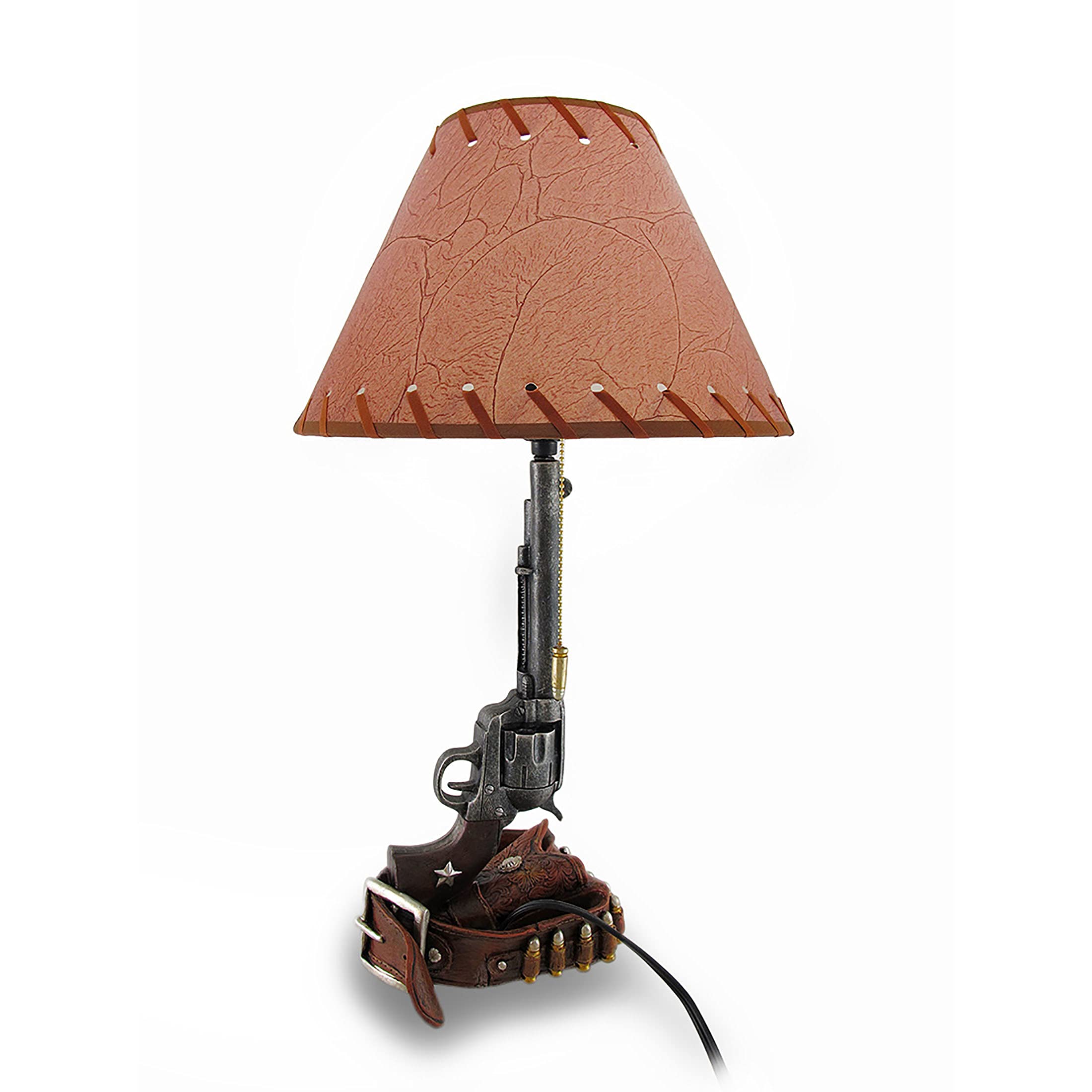Zeckos Old West Six Shooter Revolver & Holster Table Lamp Set of 2 - Western Themed Home Decor for Living Room, Bedroom, or Cowboy Bar