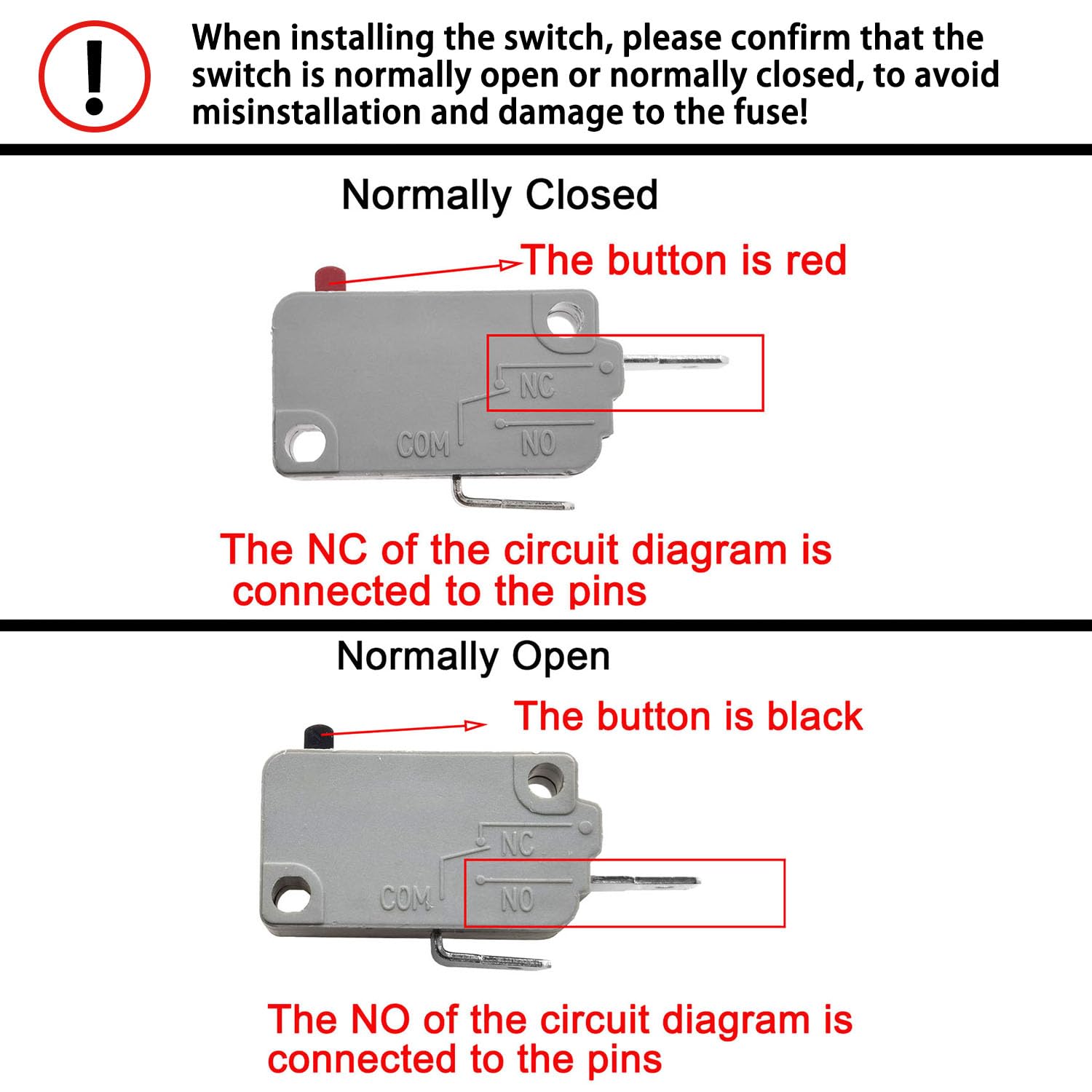 KW3A Microwave Oven Door Switch 16A 125/250V - 2 Normally Open & 1 Normally Closed Contacts - Replacement Part for Microwave Repair - Perfect for Home Appliance Maintenance and DIY Fixes