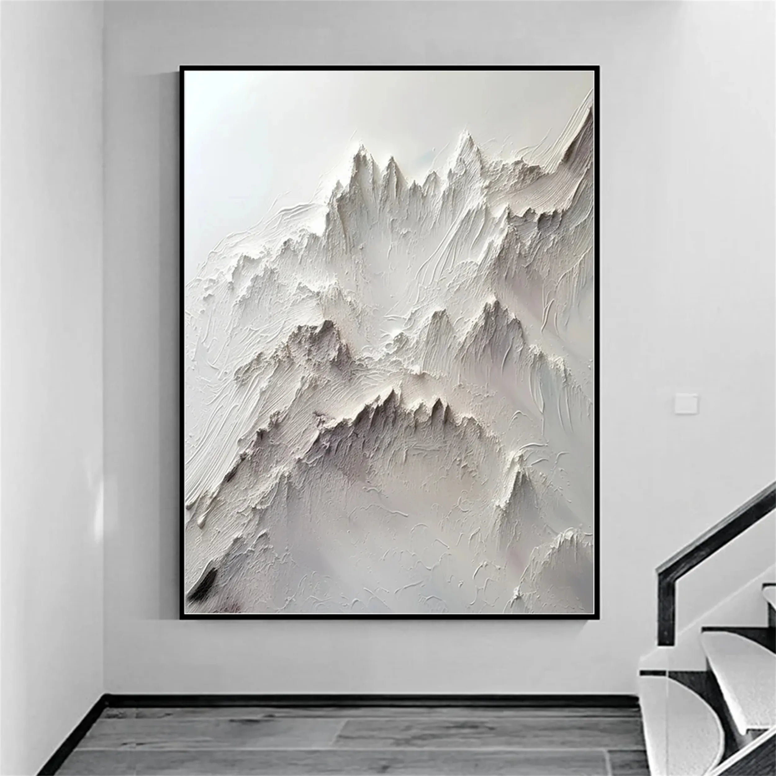 White Minimalist Textured Painting Canvas MM238 - Abstract Wall Art for Modern Home & Office Decor