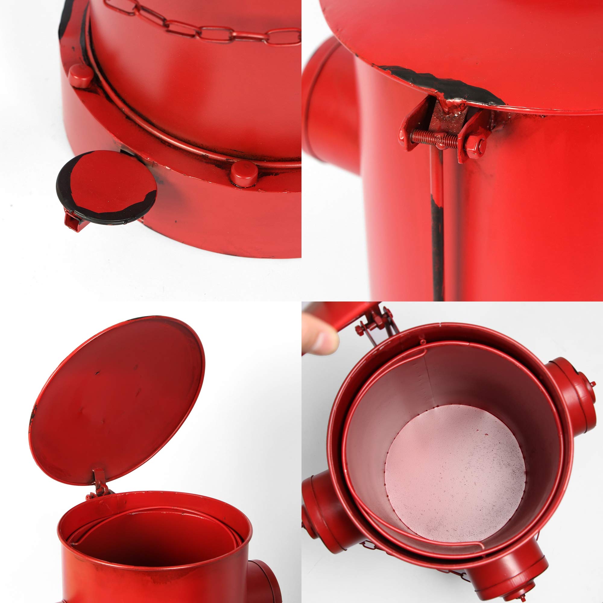 Muellery Fire Hydrant Pedal Trash Can - Creative Wrought Iron Garbage Bin with Foot Pedal, Red - Perfect for Kitchen, Bathroom, Office & Outdoor Use
