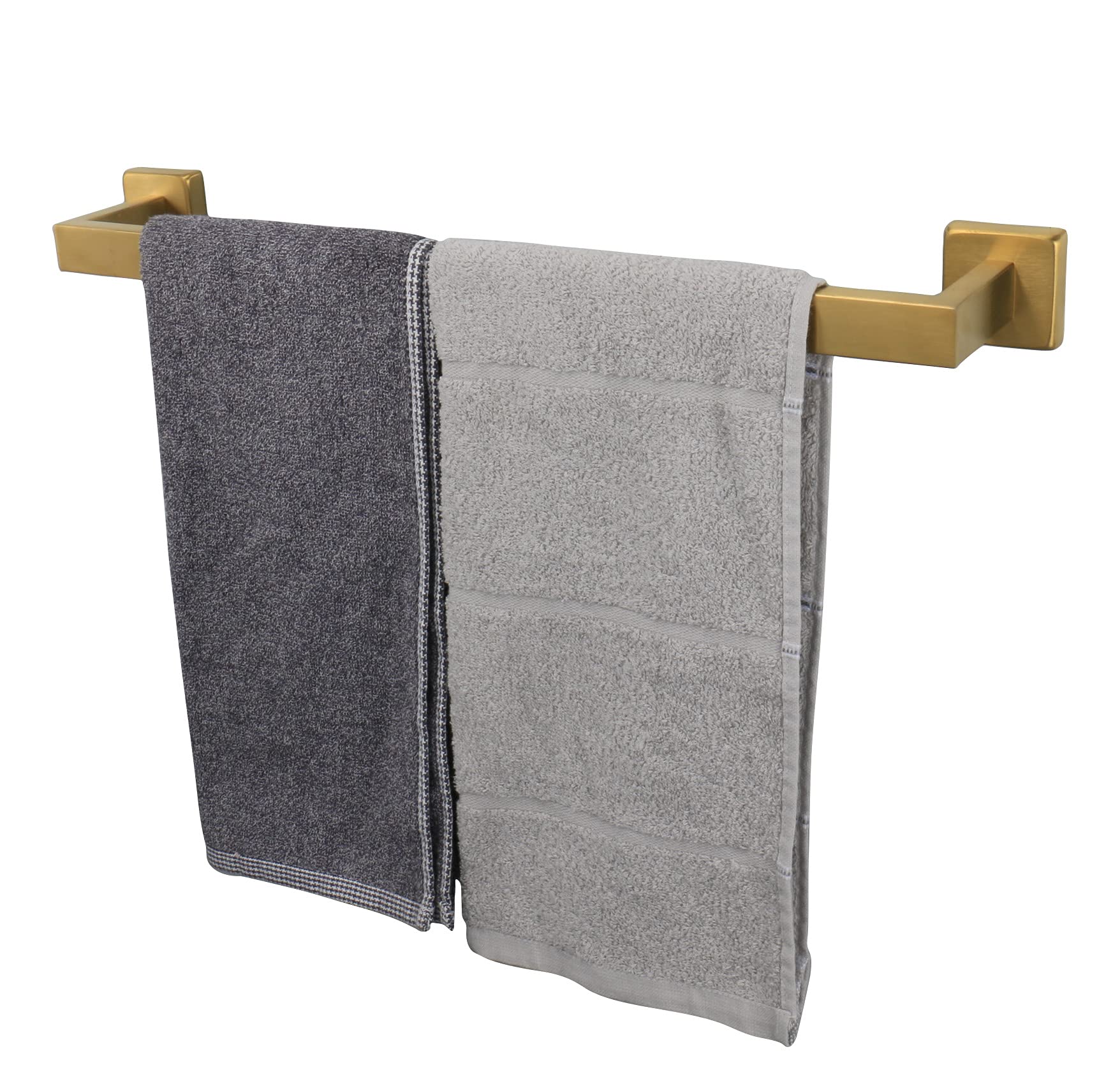 TocTen Premium Stainless Steel Bath Towel Rack - Heavy Duty Wall Mounted Towel Holder with Square Base, Brushed Gold Finish (20 Inch) for Bathroom & Spa Decor | Perfect for Modern Homes, Hotels, and Luxury Bathroom Accessories