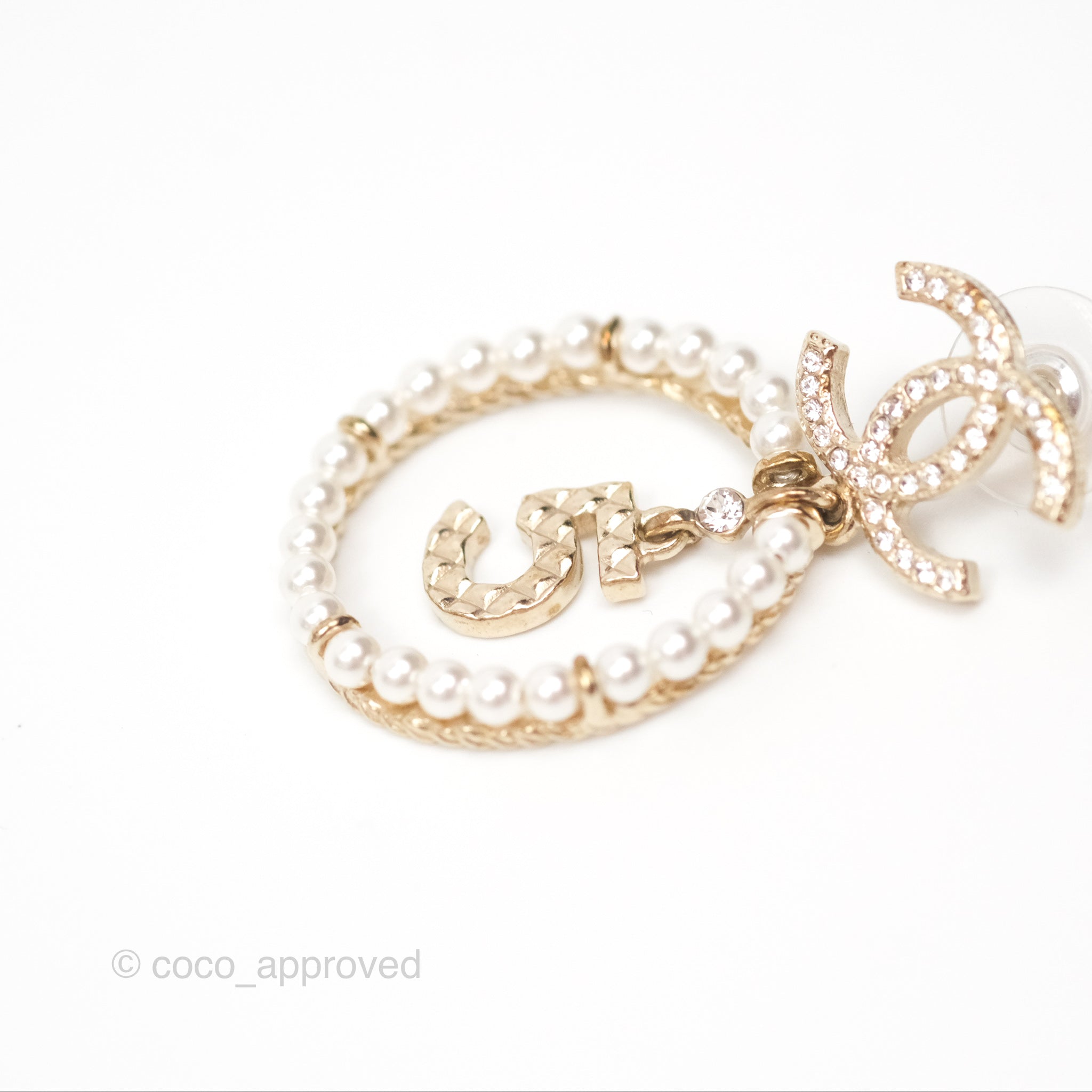 Chanel CC Crystal Pearl Ring & No.5 Drop Earrings 20C - Luxury Fashion Jewelry for Women, Perfect for Parties, Weddings & Special Occasions
