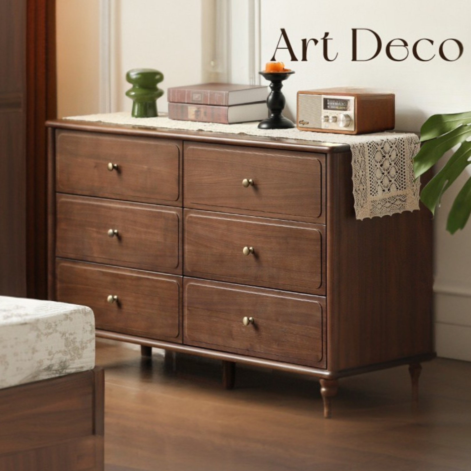 Vintage Black Walnut Solid Wood Cabinet - Handcrafted Retro Storage Furniture for Living Room, Bedroom & Office Decor