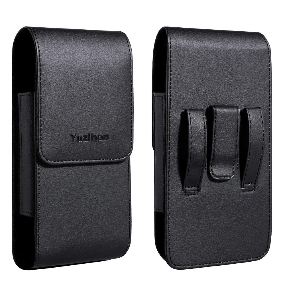 Premium Leather Belt Holster for iPhone 16 Plus/Pro Max, 15 Plus/Pro Max, 14 Plus/Pro Max, 13 Pro Max & 12 Pro Max - Compatible with Thick Defender Hybrid Armor Cases - Perfect for Outdoor Activities, Work & Everyday Carry