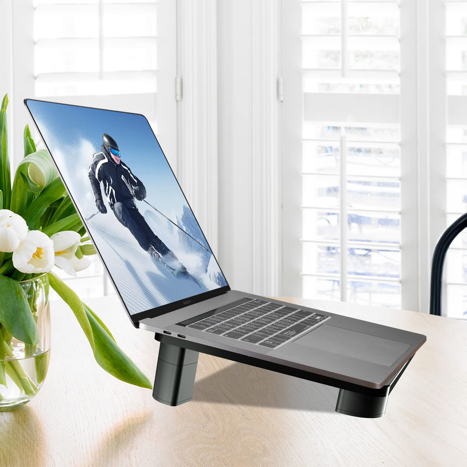Pholiten Adjustable Monitor Stand Riser - 3 Height Settings, Ergonomic Laptop Stand with Airflow Vents, Desk Organizer for Monitors & Laptops Up to 44lbs - Perfect for Home Office, Gaming Setup and Workspace Organization