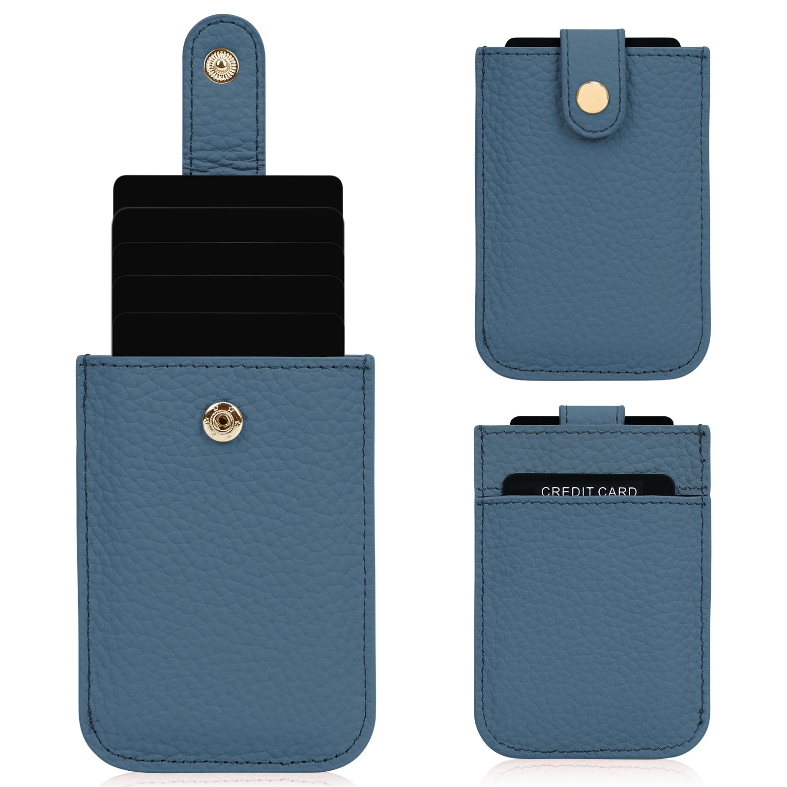 Unaone Slim Minimalist RFID Blocking Wallet - Soft Leather Pull-Out Card Organizer for Men & Women | Credit Card Holder with Front Pocket Design (Blue) | Perfect for Travel, Work & Everyday Carry