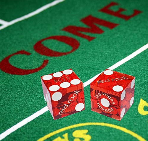 19mm Professional Craps Dice Set with Matching Serial Numbers - Authentic Las Vegas Casino Table-Played Dice for Casino Games, Gambling & Board Games - Red Rock Polished Finish (2-Piece Set) - Perfect for Home Game Nights, Casino Parties and Tabletop Gaming